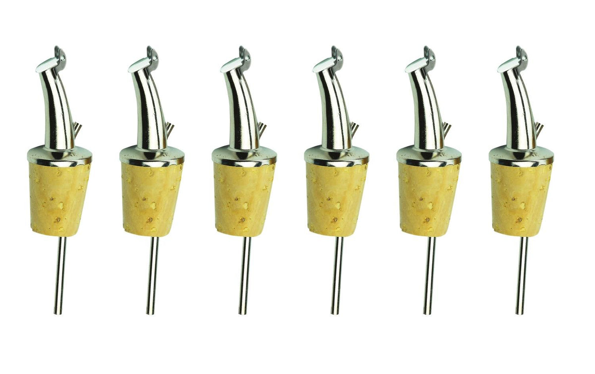 Westmark Flaschenverschluss Gastro-Ausgiesser – 24 × 10 × 5 cm, Metall, Gelb, 6 Stk., mit Kläppchen