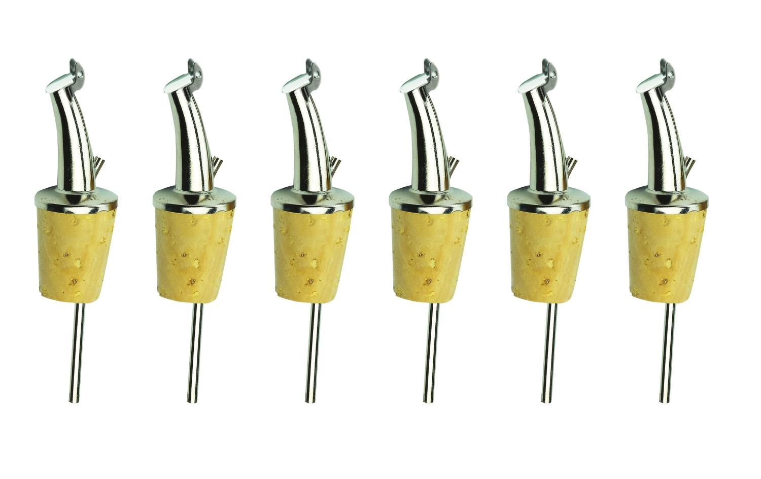 Westmark Flaschenverschluss Gastro-Ausgiesser – 24 × 10 × 5 cm, Metall, Gelb, 6 Stk., mit Kläppchen