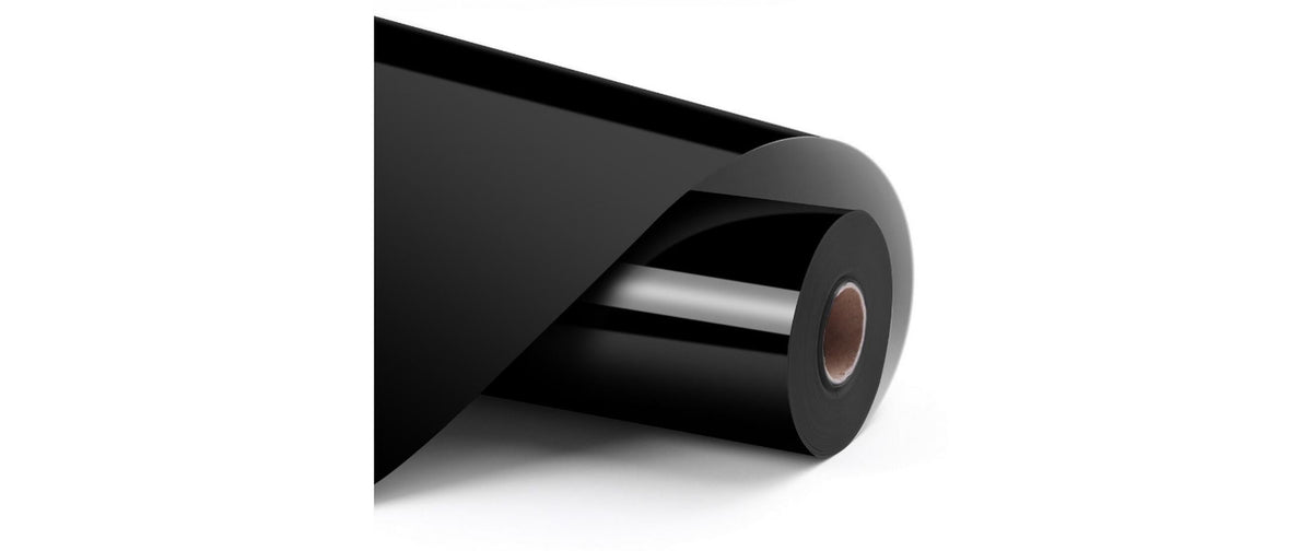 LOKLiK Aufbügelfolie (HTV), Vinyl, Schwarz, Glänzend, 30,5 cm × 12 m, 1 Rolle, für LOKLiK Crafter
