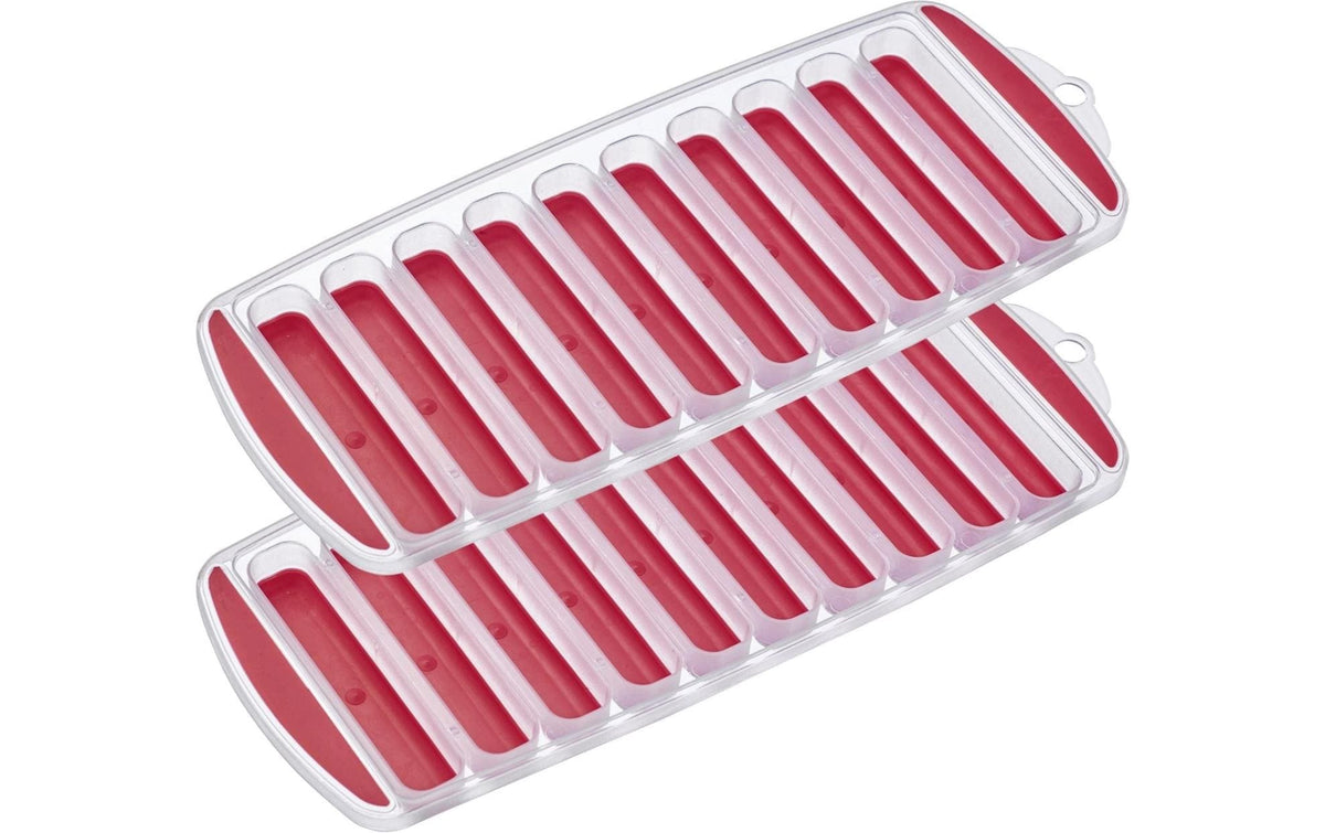 Westmark Eiswürfelform 2er-Set, 20 Eiswürfel, 11,6 × 29,7 × 2,2 cm, Kunststoff, Rot, BPA-frei