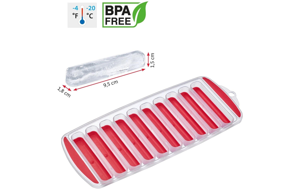 Westmark Eiswürfelform 2er-Set, 20 Eiswürfel, 11,6 × 29,7 × 2,2 cm, Kunststoff, Rot, BPA-frei