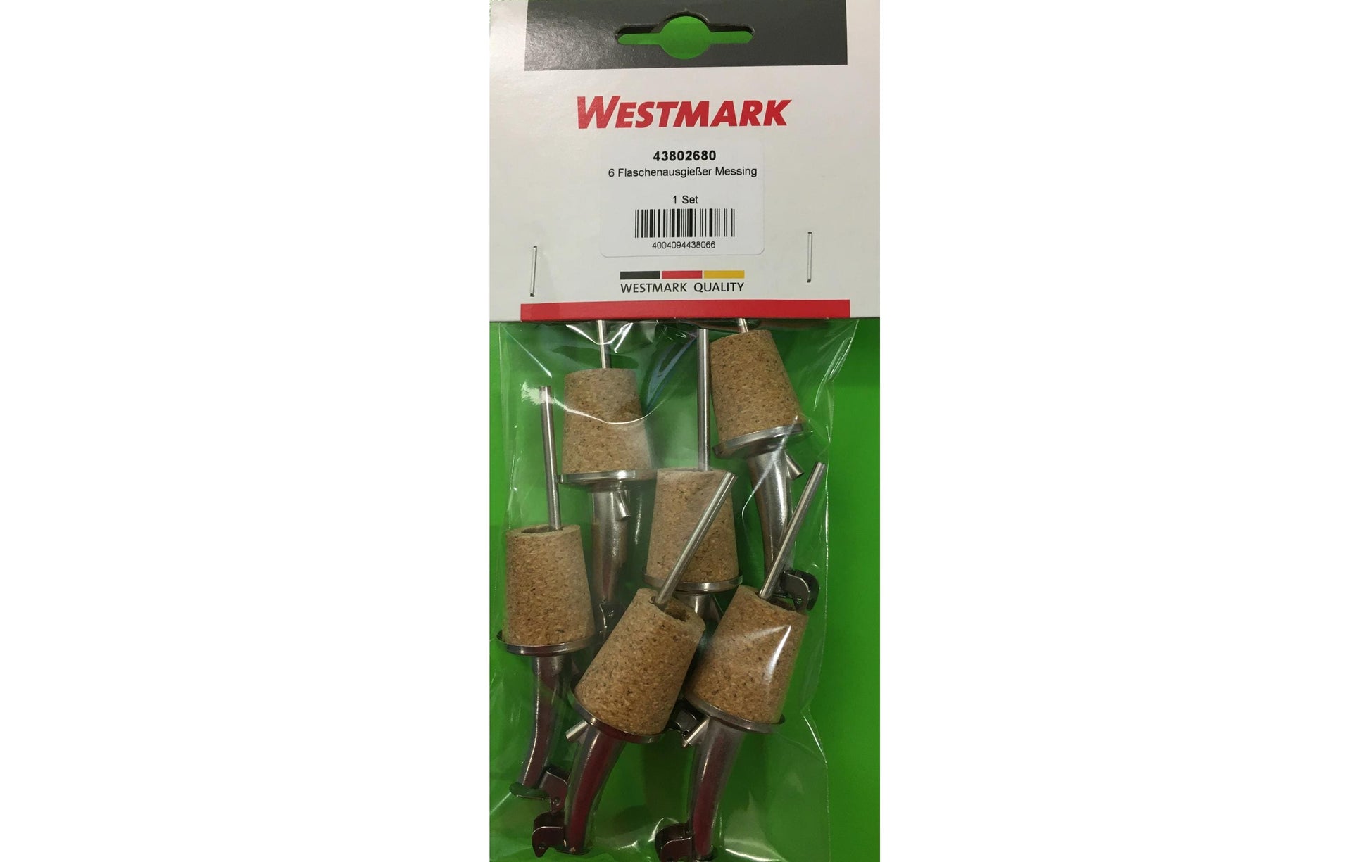 Westmark Flaschenverschluss Gastro-Ausgiesser – 24 × 10 × 5 cm, Metall, Gelb, 6 Stk., mit Kläppchen