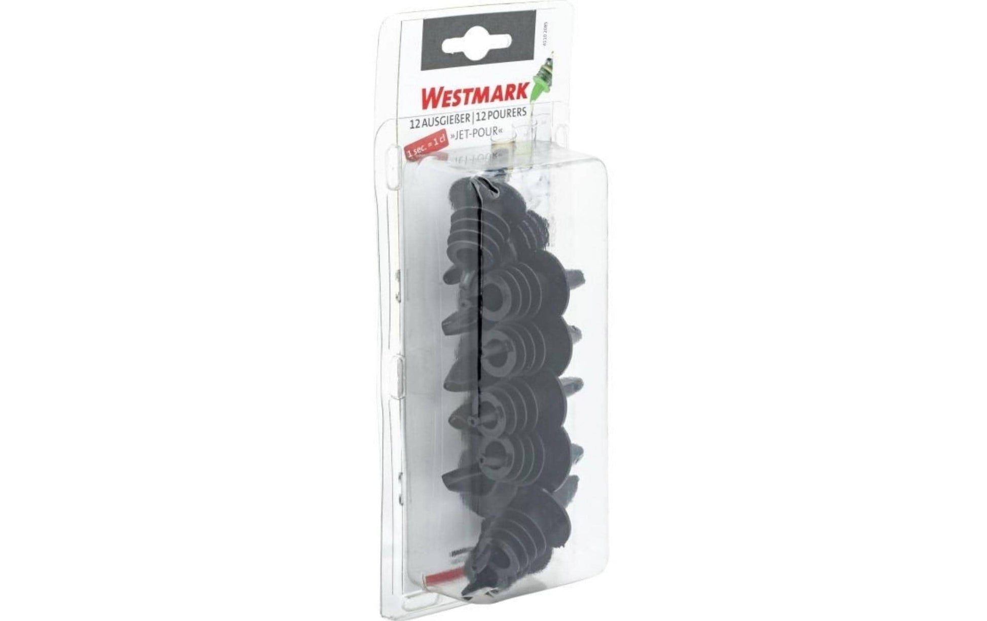 Westmark Flaschenverschluss Jet-Pour – 10 ml, Kunststoff/Gummi, Schwarz, 12 Stk., spülmaschinenfest