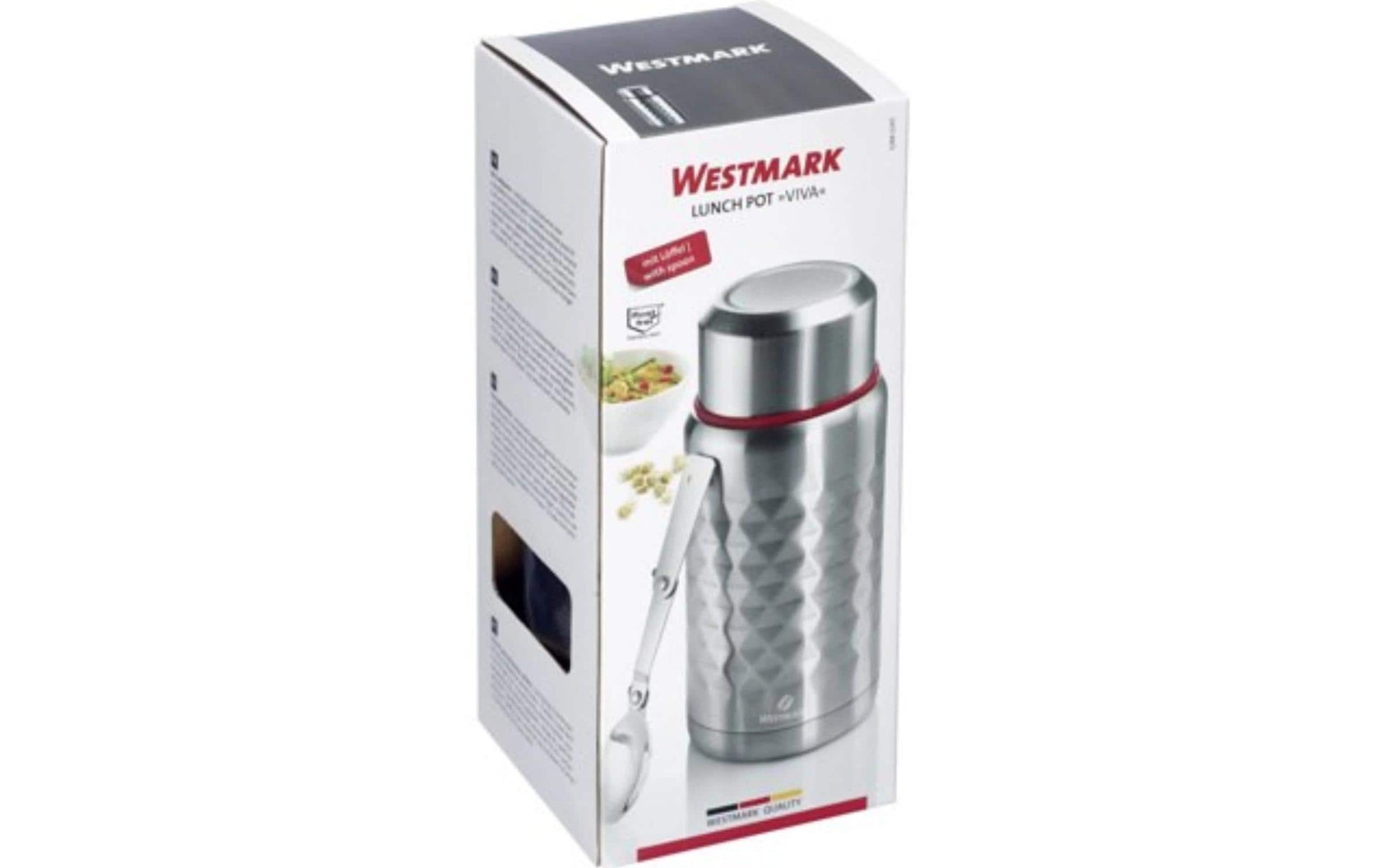 Westmark Lunchbox 750 ml, 9 × 20,5 × 9 cm, Edelstahl/Silikon/Polypropylen (PP), BPA-frei, silber