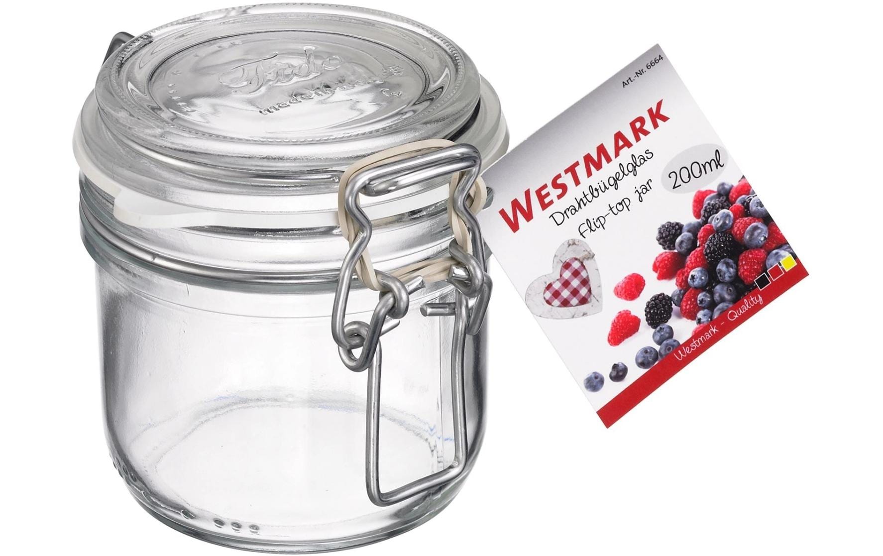Westmark Einmachglas – 200 ml, Ø 8 cm, Glas, Transparent, Bügelverschluss, spülmaschinenfest