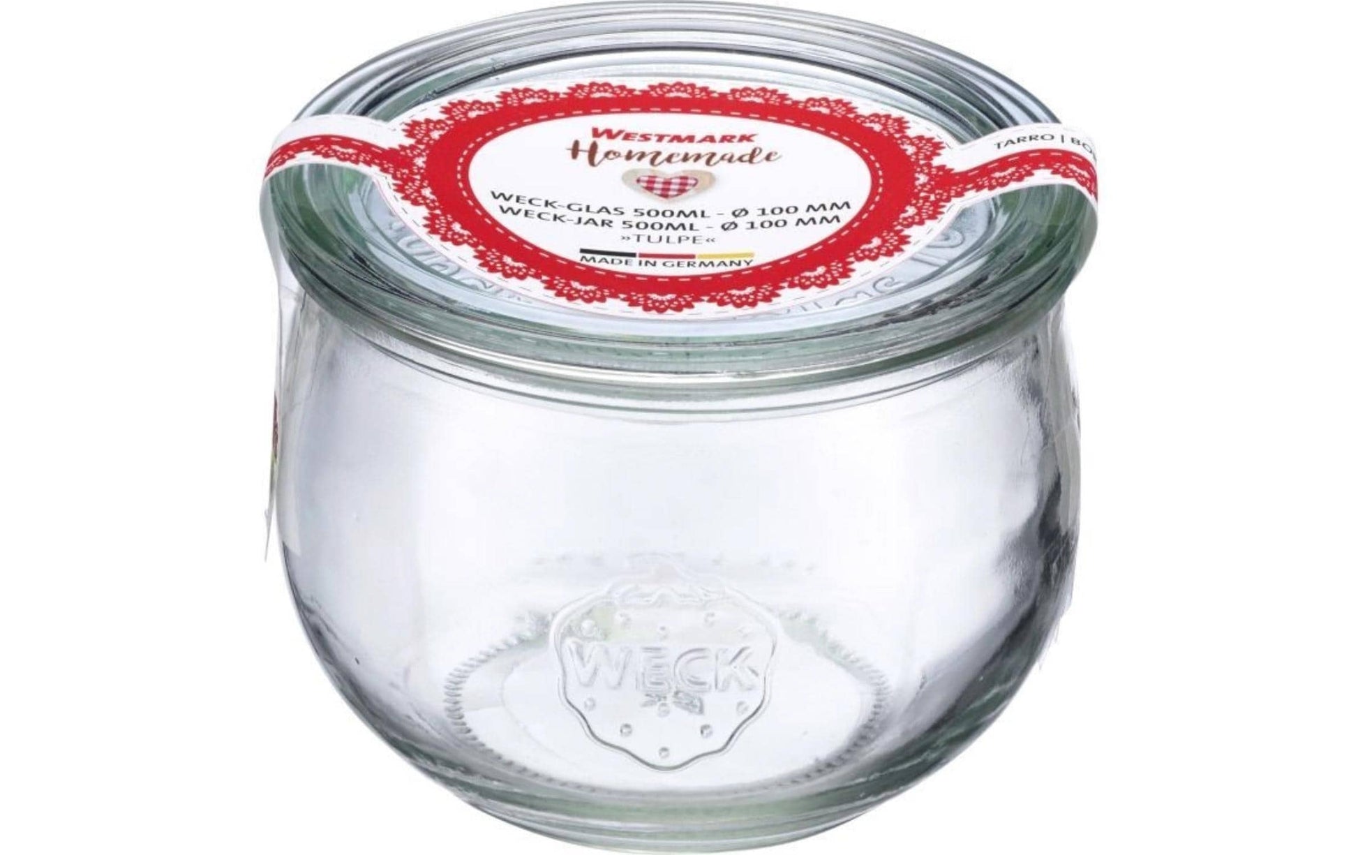 Westmark Einmachglas – 500 ml, Ø 10,0 cm, H 8,8 cm, Glas, Transparent, mit Deckel, spülmaschinenfest