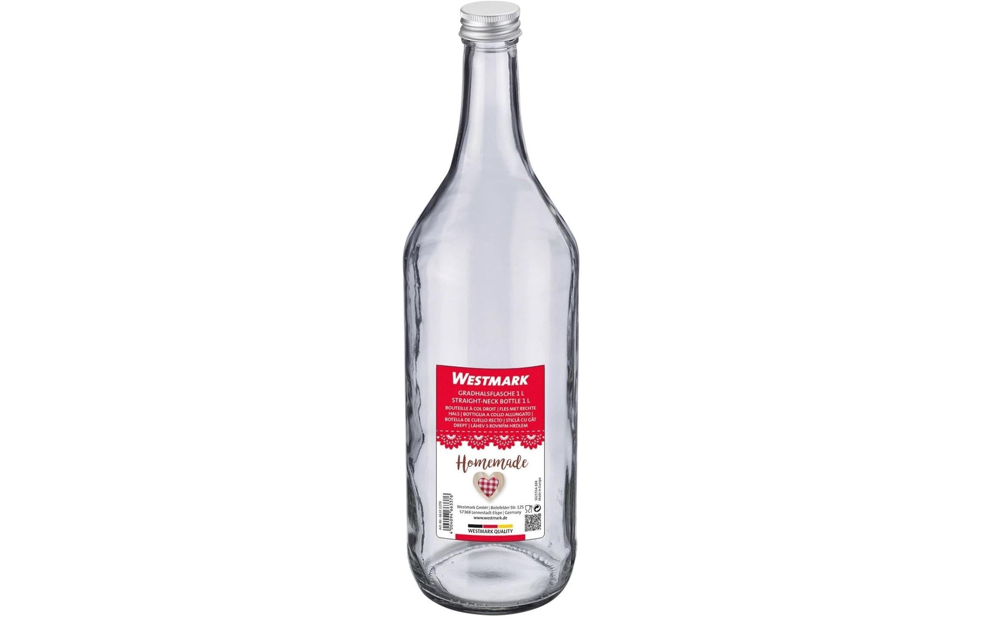 Westmark Einmachflasche – 1 l, Ø 8,5 cm, H 31,0 cm, Glas, Transparent, mit Schraubverschluss