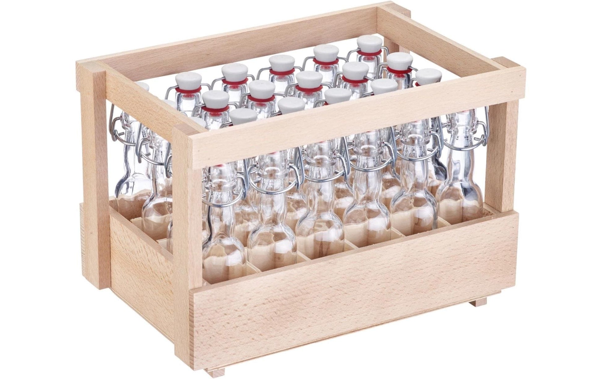 Westmark Einmachflasche – 24er Set, 40 ml, 16,5 × 16,5 × 17,5 cm, Glas/Holz, Braun, mit Bügelverschluss