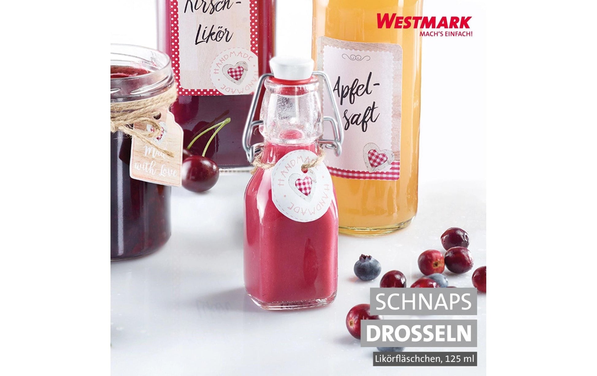 Westmark Einmachflasche – 125 ml, Ø 5,0 cm, H 15,0 cm, Glas, Transparent, Bügelverschluss, spülmaschinenfest