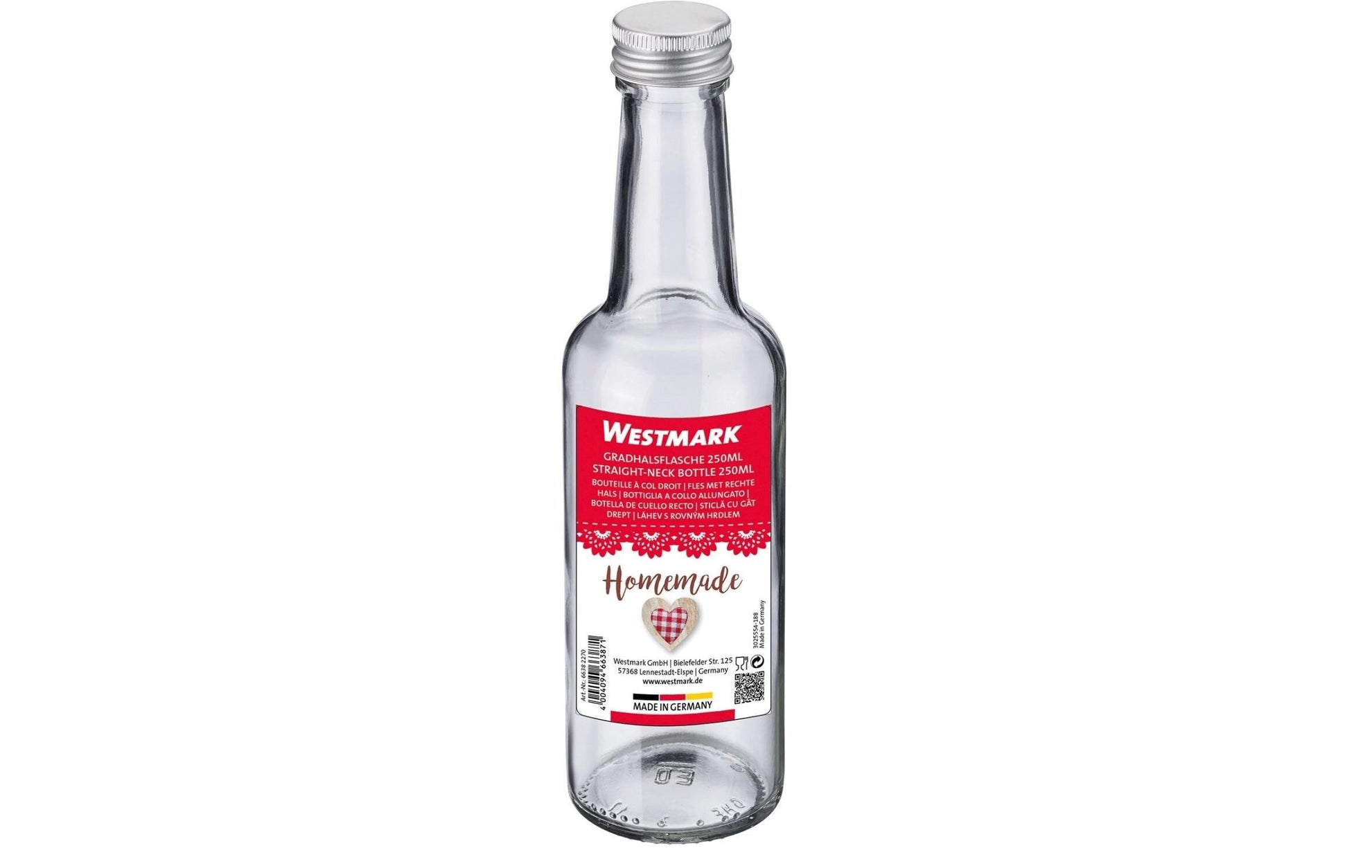 Westmark Einmachflasche – 250 ml, Ø 5,5 cm, H 21,0 cm, Glas, mit Schraubverschluss, spülmaschinenfest