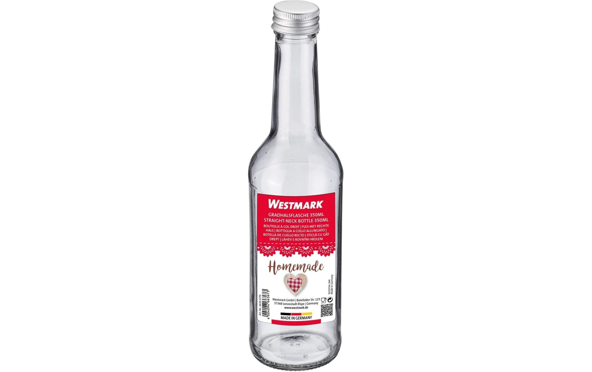 Westmark Einmachflasche – 350 ml, Ø 5,9 cm, H 23,5 cm, Glas, mit Schraubverschluss, spülmaschinenfest