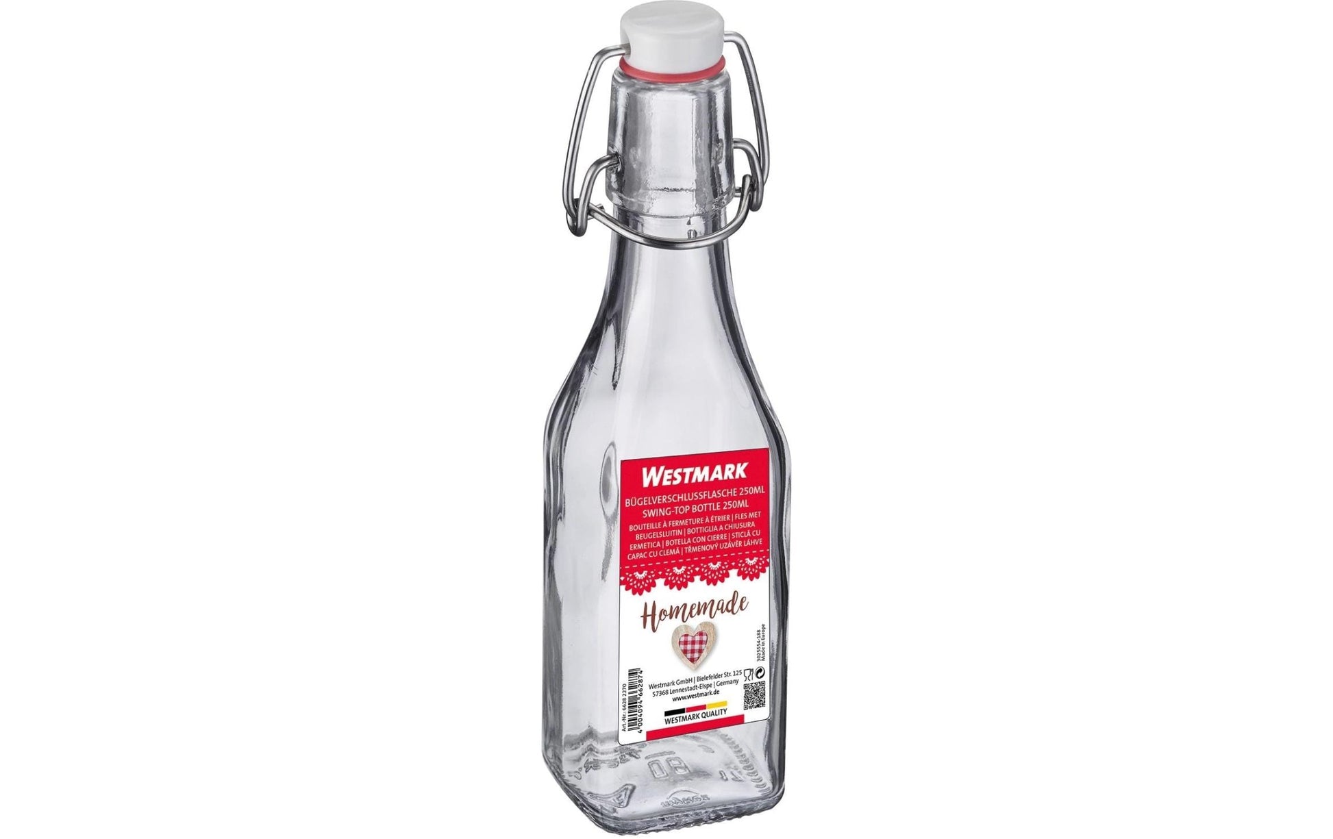 Westmark Einmachflasche – 250 ml, Ø 5,4 cm, H 19,0 cm, Glas, Transparent, Bügelverschluss, spülmaschinenfest