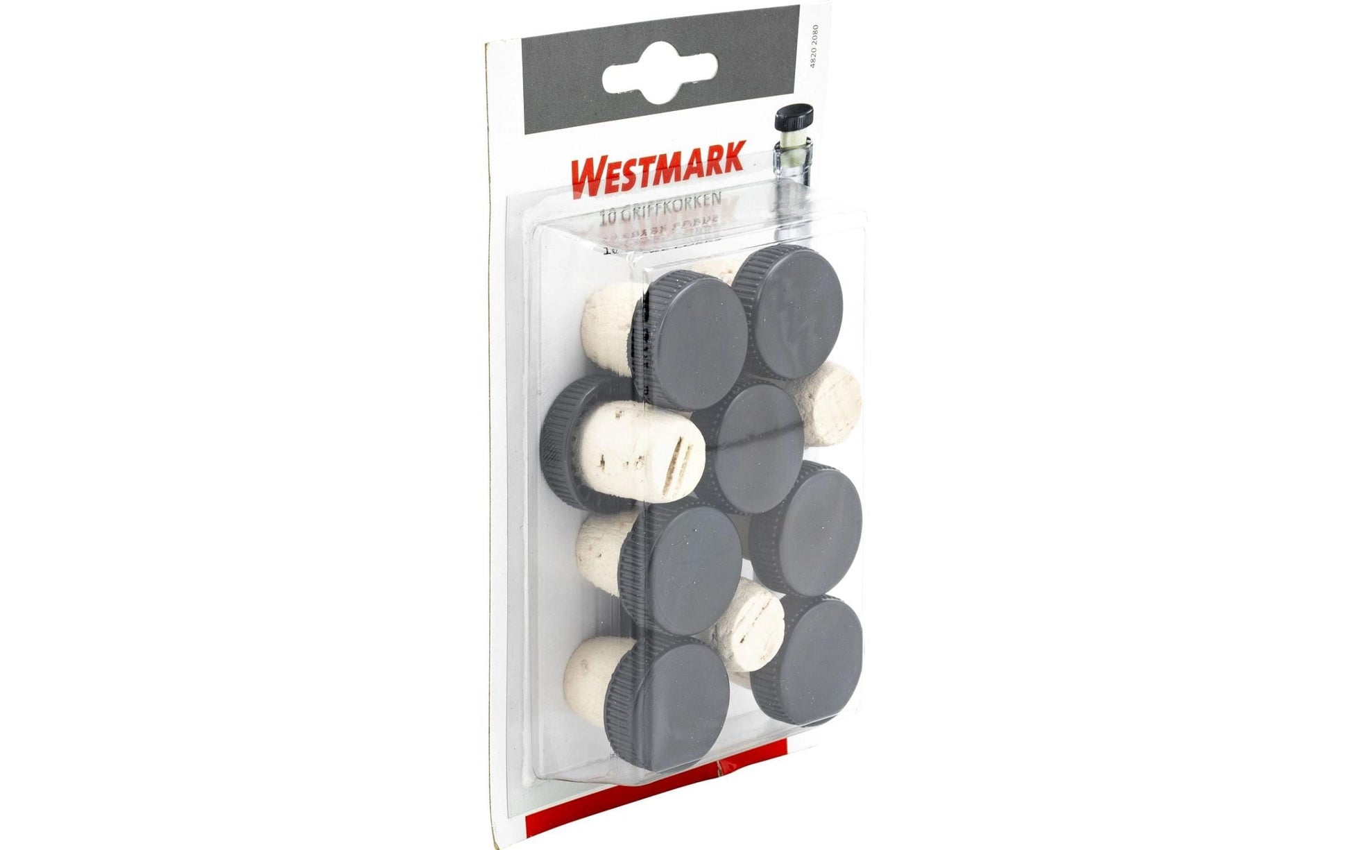 Westmark Flaschenverschluss Griffkorken N-Kork – Holz/Naturkork/Polypropylen, 10 Stk., für 0,7–1 l Flaschen