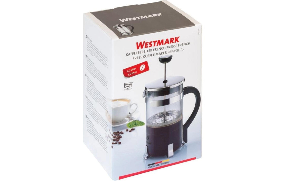 Westmark French Press / Kaffeebereiter – 1 l, 4 Tassen, Glas/Edelstahl/PP, 16 × 10 × 21,5 cm