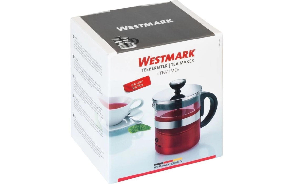 Westmark Teekanne, 0,6 l, Borosilikatglas/Edelstahl, Edelstahl-Teesieb