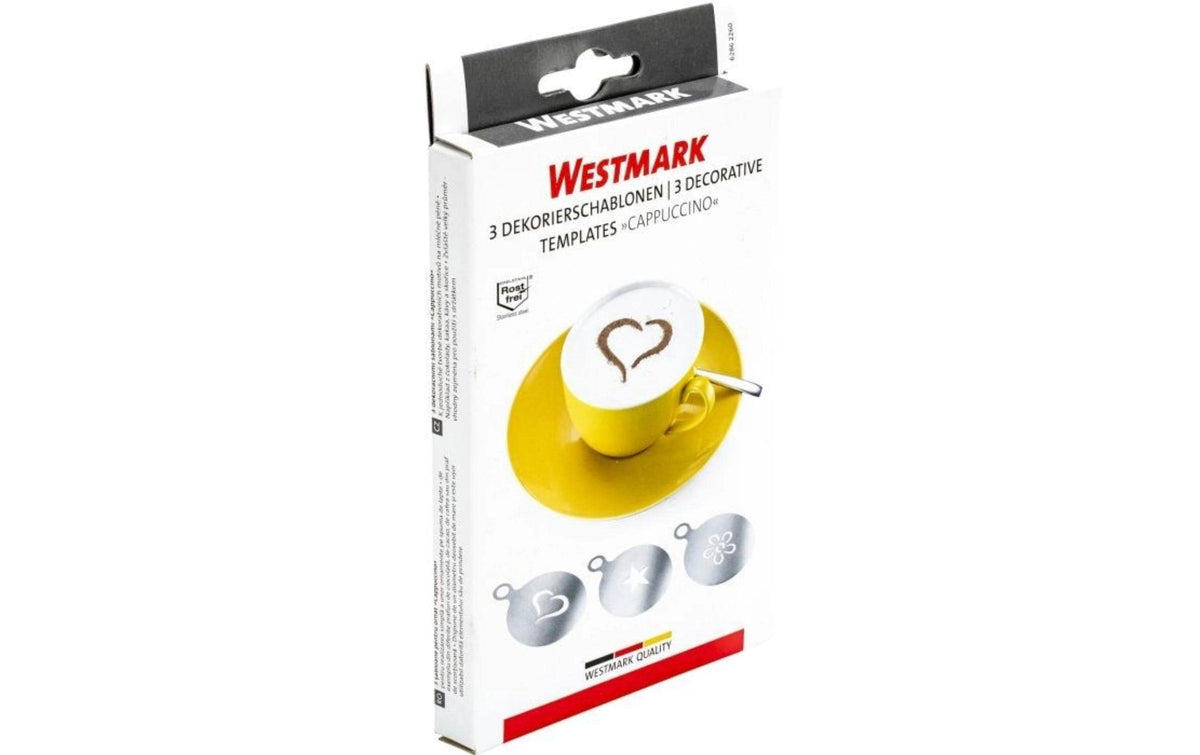 Westmark Dekorierschablonen Cappuccino – Ø 10 cm, Edelstahl, 3 Stk., spülmaschinenfest, für Puderzucker