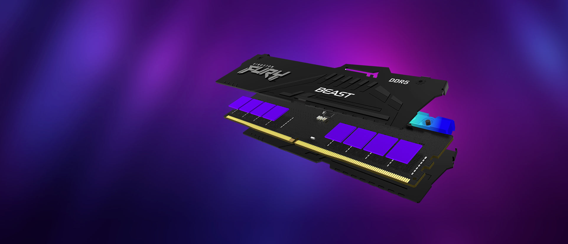 Kingston Technology Kingston Fury Beast – Arbeitsspeicher – 32 GB DDR5 6000 MT/s CL36, 1×32 GB, RGB, 288‑Pin DIMM