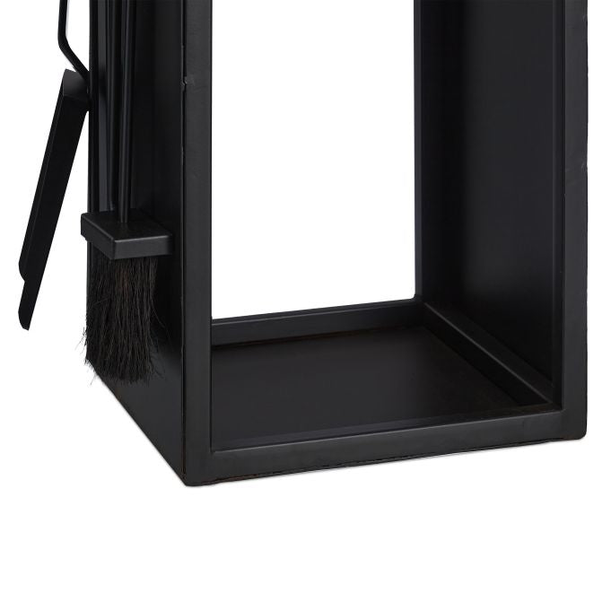 Relaxdays Kaminholzregal – Eisen/Aluminium/Jute – Schwarz – 360 × 765 × 300 mm