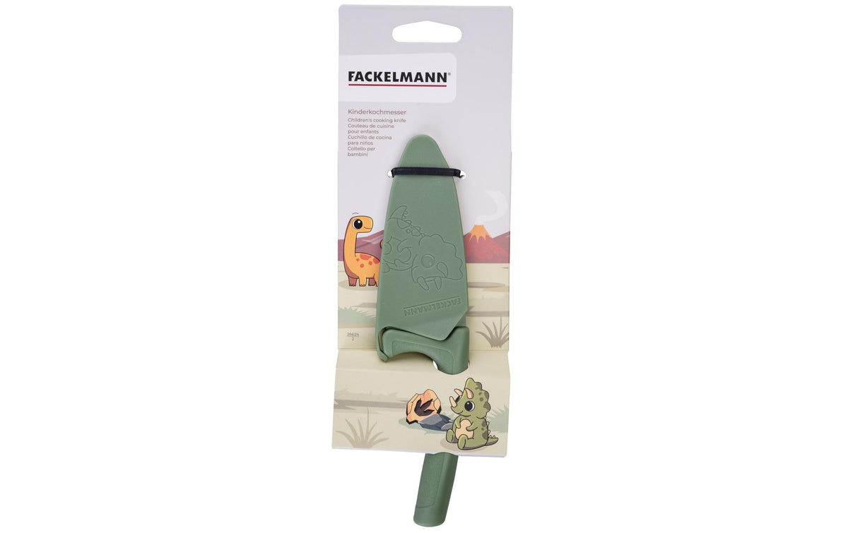 Fackelmann MiniCooking – Kinderkochmesser 9,3 cm, Edelstahl, Kunststoffgriff, grün, mit Klingenschutz