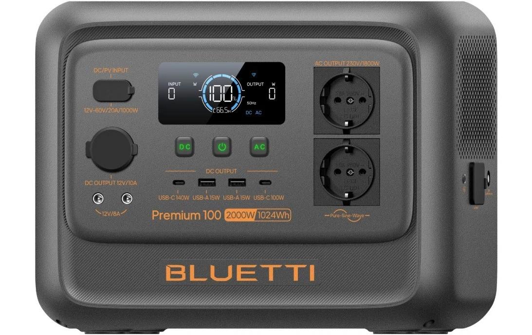 Bluetti Premium 100 V2 Tr. – Powerstation, 1024 Wh, LiFePO4, 2x Schuko (Typ F), USB PD