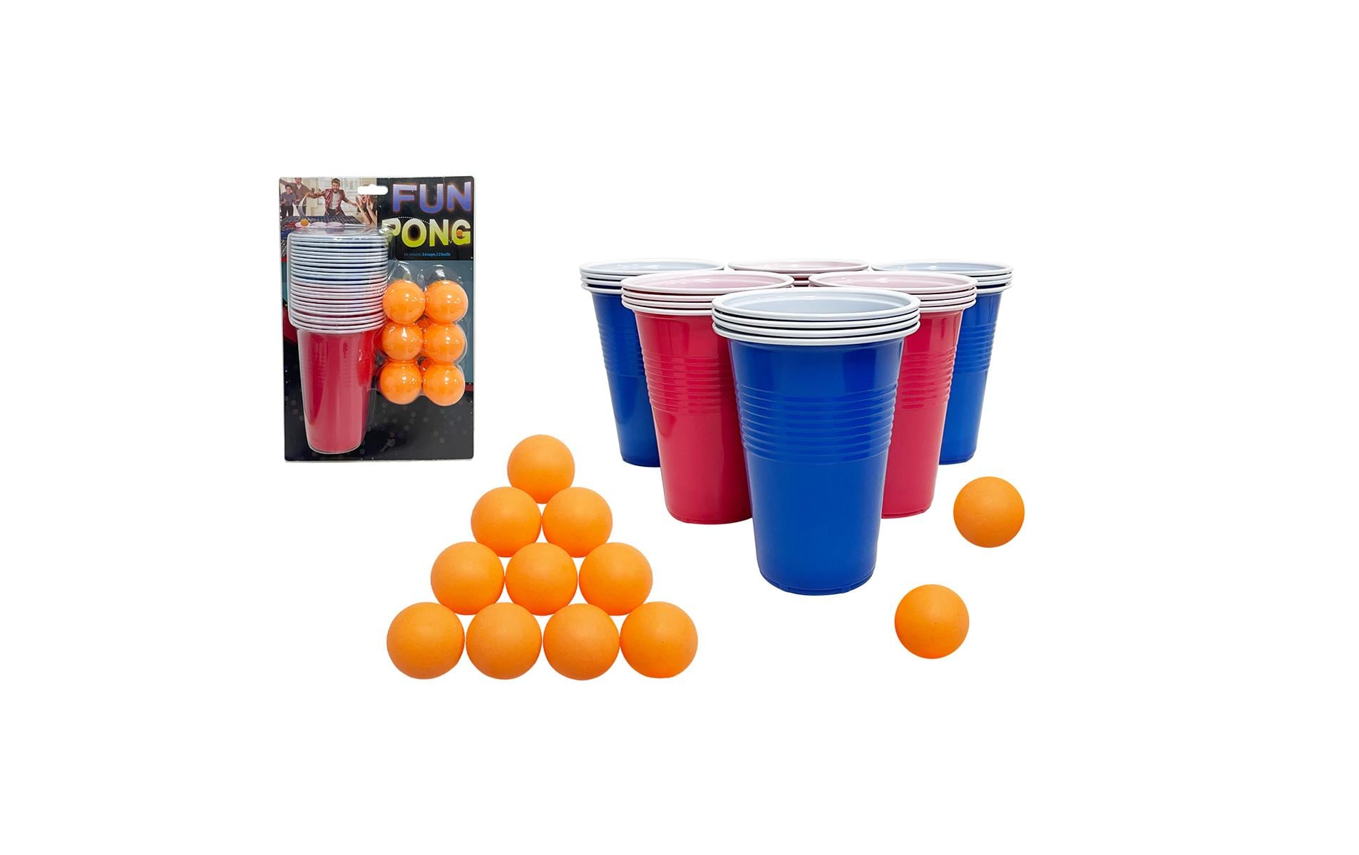 Sombo Partyaccessoire Fun Pong – Mehrfarbig – Kunststoff – 36 Stk – 24 Becher, 12 Bälle