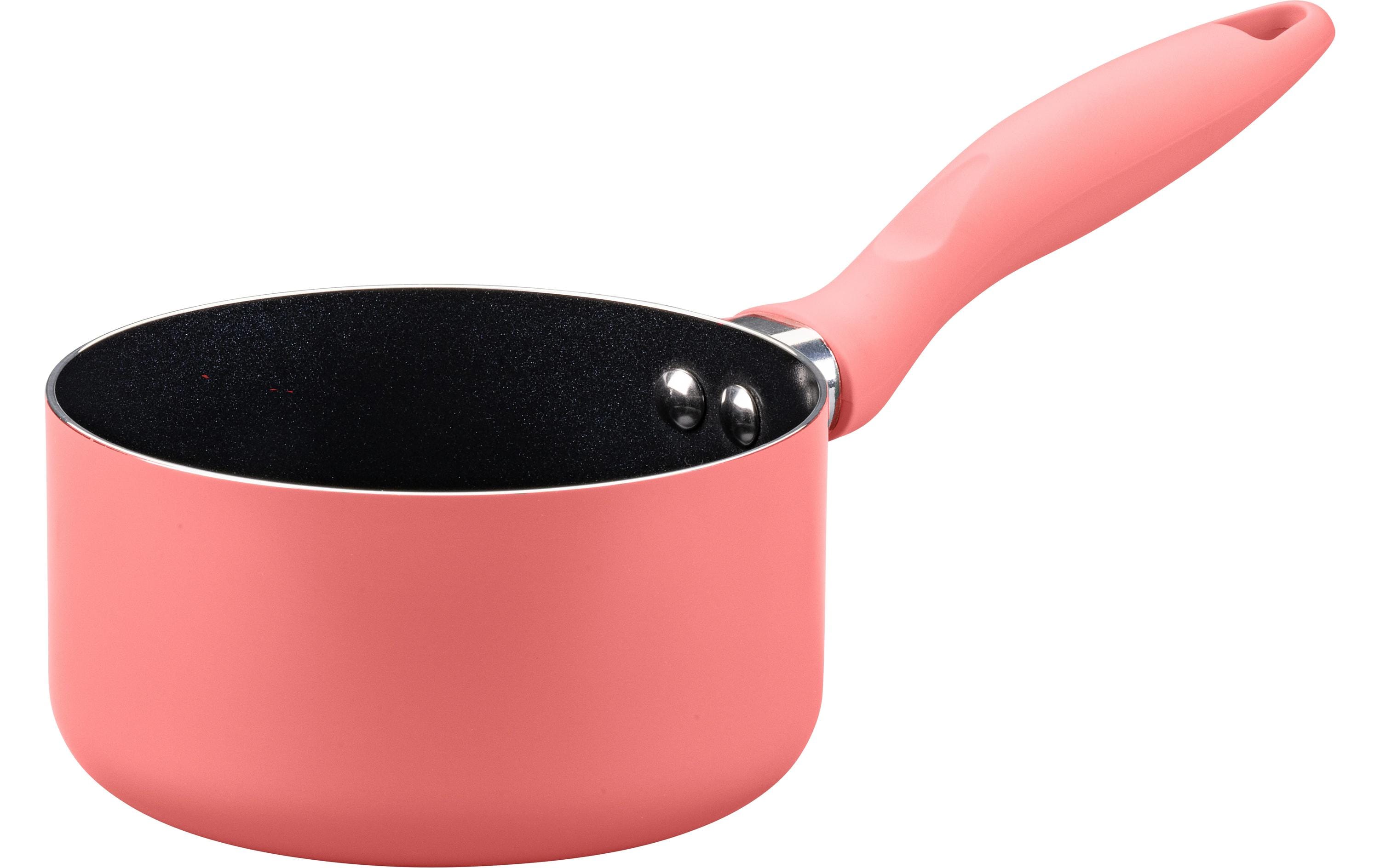 Fackelmann Kochtopf – 2 l, Ø 14 cm, Aluminium, Keramikbeschichtung, für Gas, Glaskeramik, Elektro, Rosa
