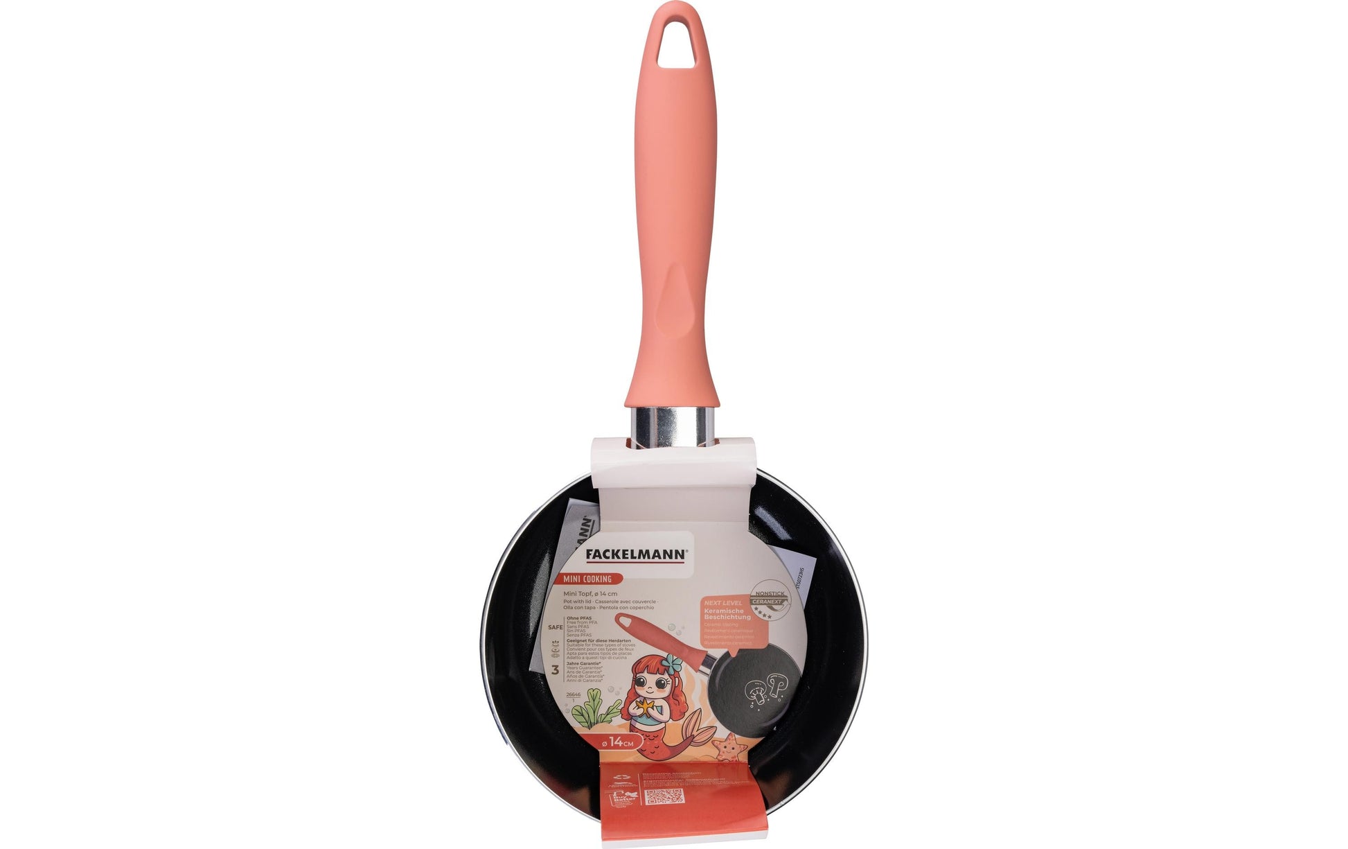 Fackelmann Kochtopf – 2 l, Ø 14 cm, Aluminium, Keramikbeschichtung, für Gas, Glaskeramik, Elektro, Rosa