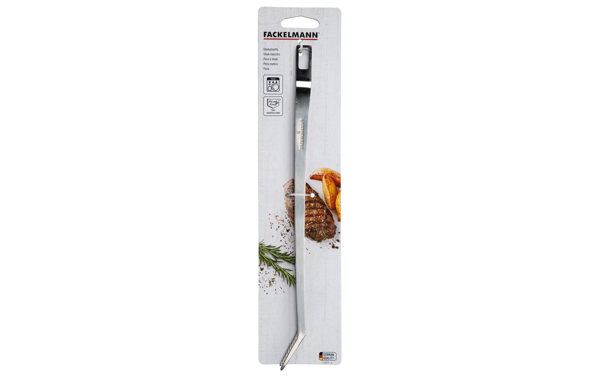 Fackelmann Steakpinzette 30 cm, Edelstahl, Silber