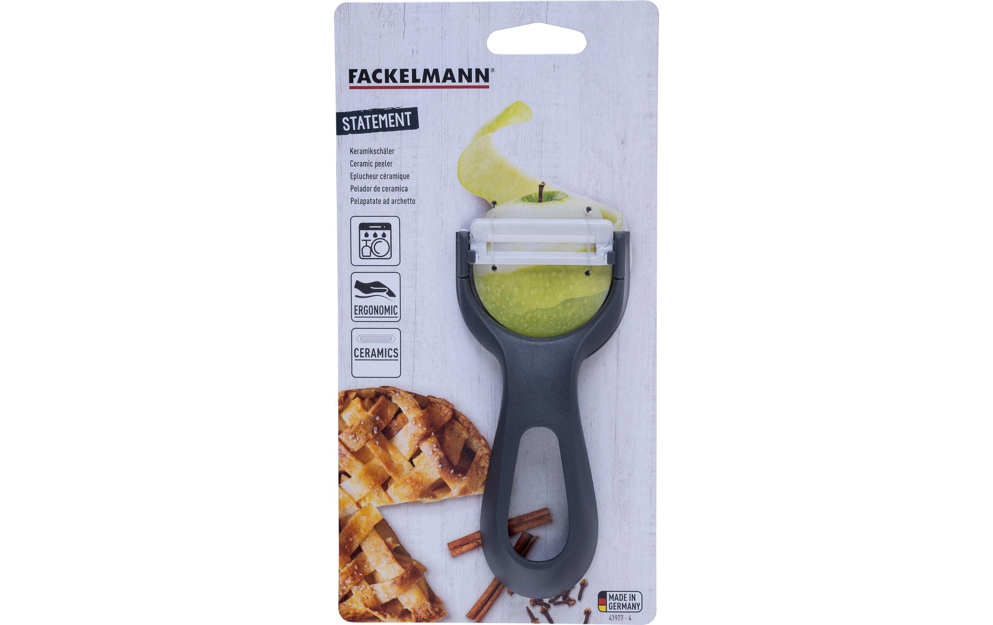 Fackelmann Sparschäler, 6,1 × 2,2 × 13,5 cm, Keramik, schwarz/weiss