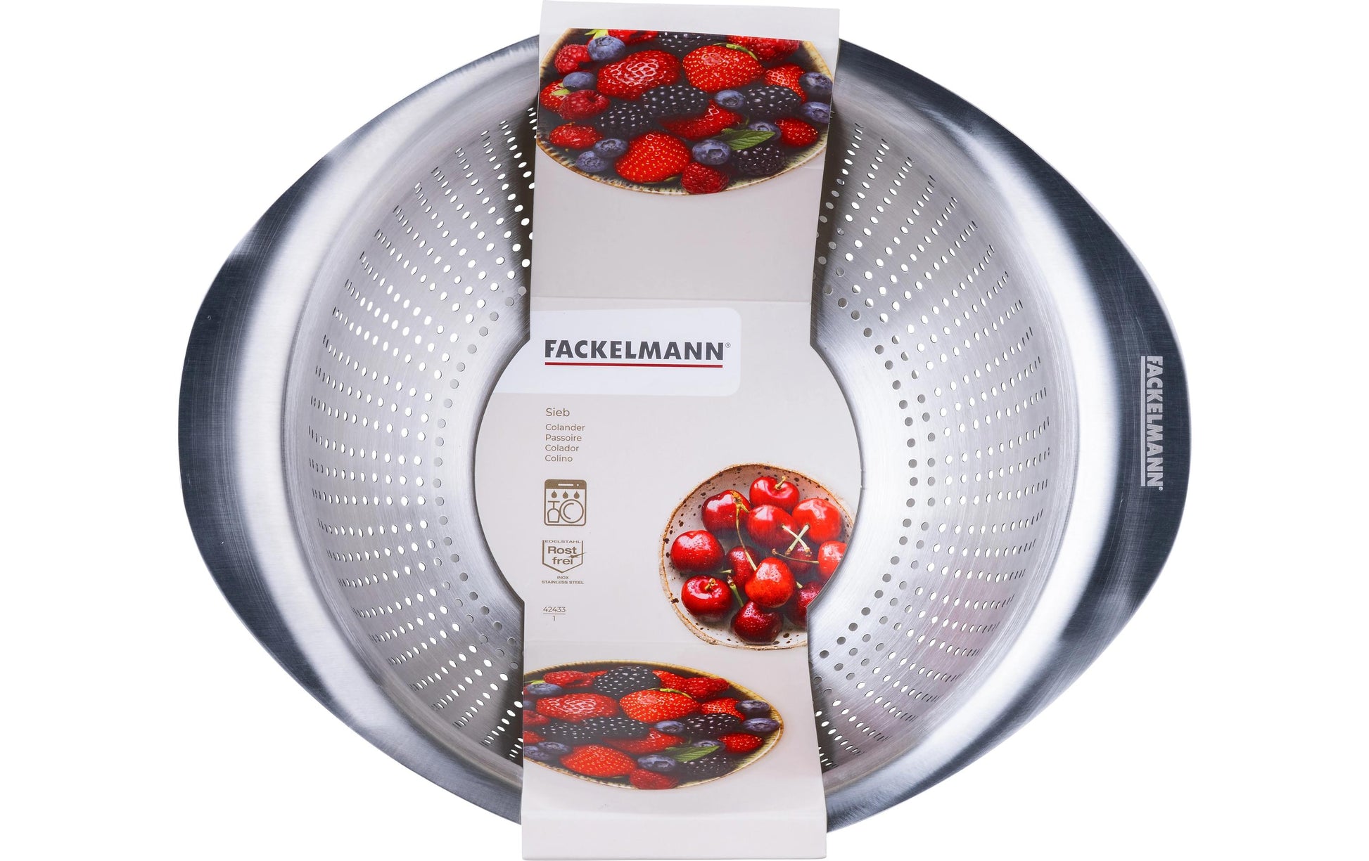 Fackelmann Sieb Ø 23 × 12,8 cm, Edelstahl, Silber