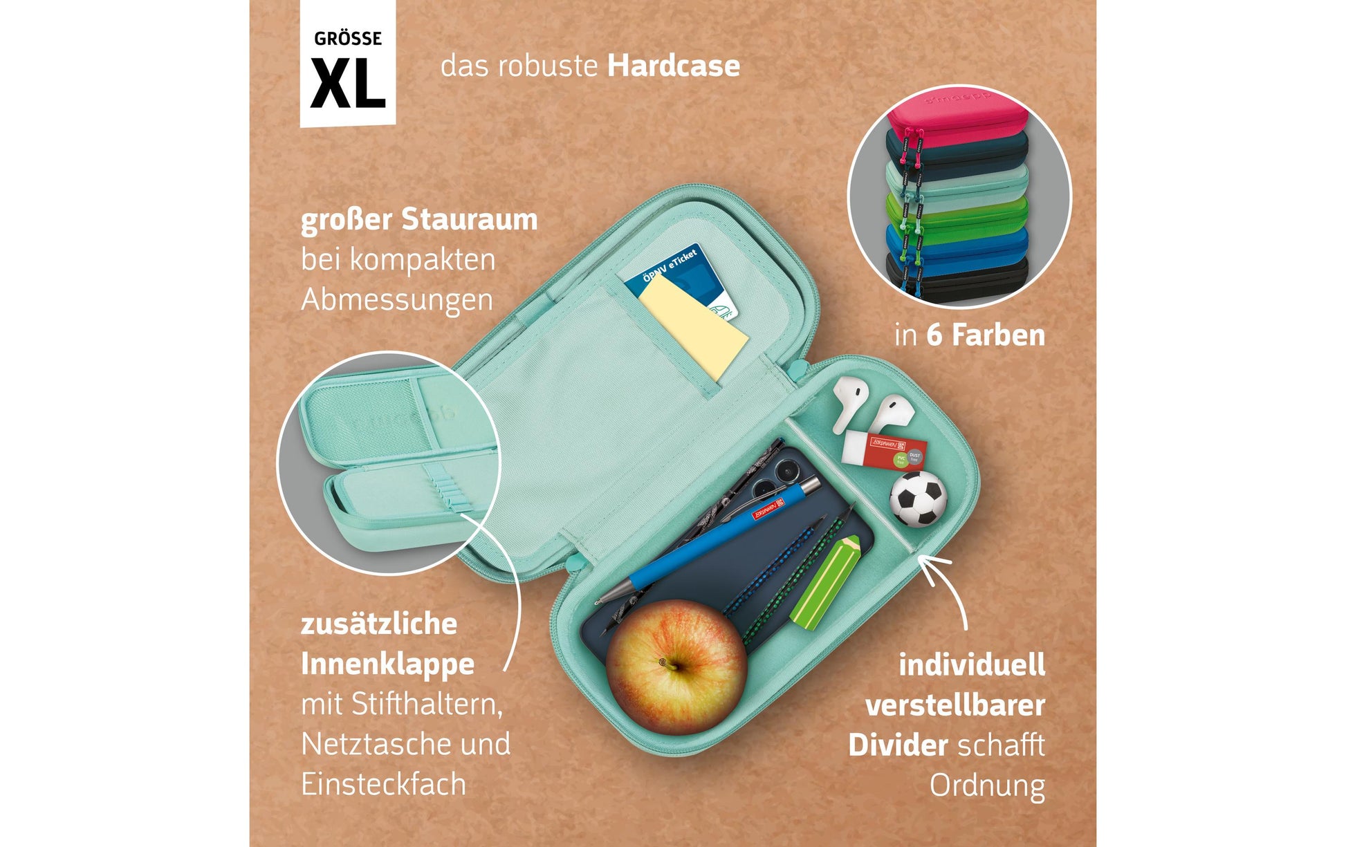 Brunnen Schlamperetui, schwarz, Nylon, 12,9 × 7,8 × 25,8 cm