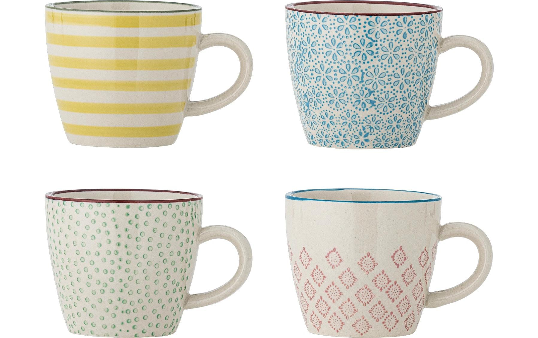 Bloomingville Kaffeetasse Patrizia – 4er Set, 220 ml, Ø 7,5 cm, H 7,5 cm, Steinzeug, spülmaschinenfest