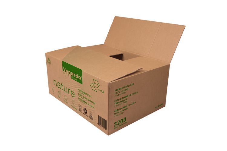 Venardo softline Venardo – Falthandtücher V-Falz – 2-lagig, natur, Recyclingpapier – 250 × 230 mm – Karton 20 × 160 Blatt