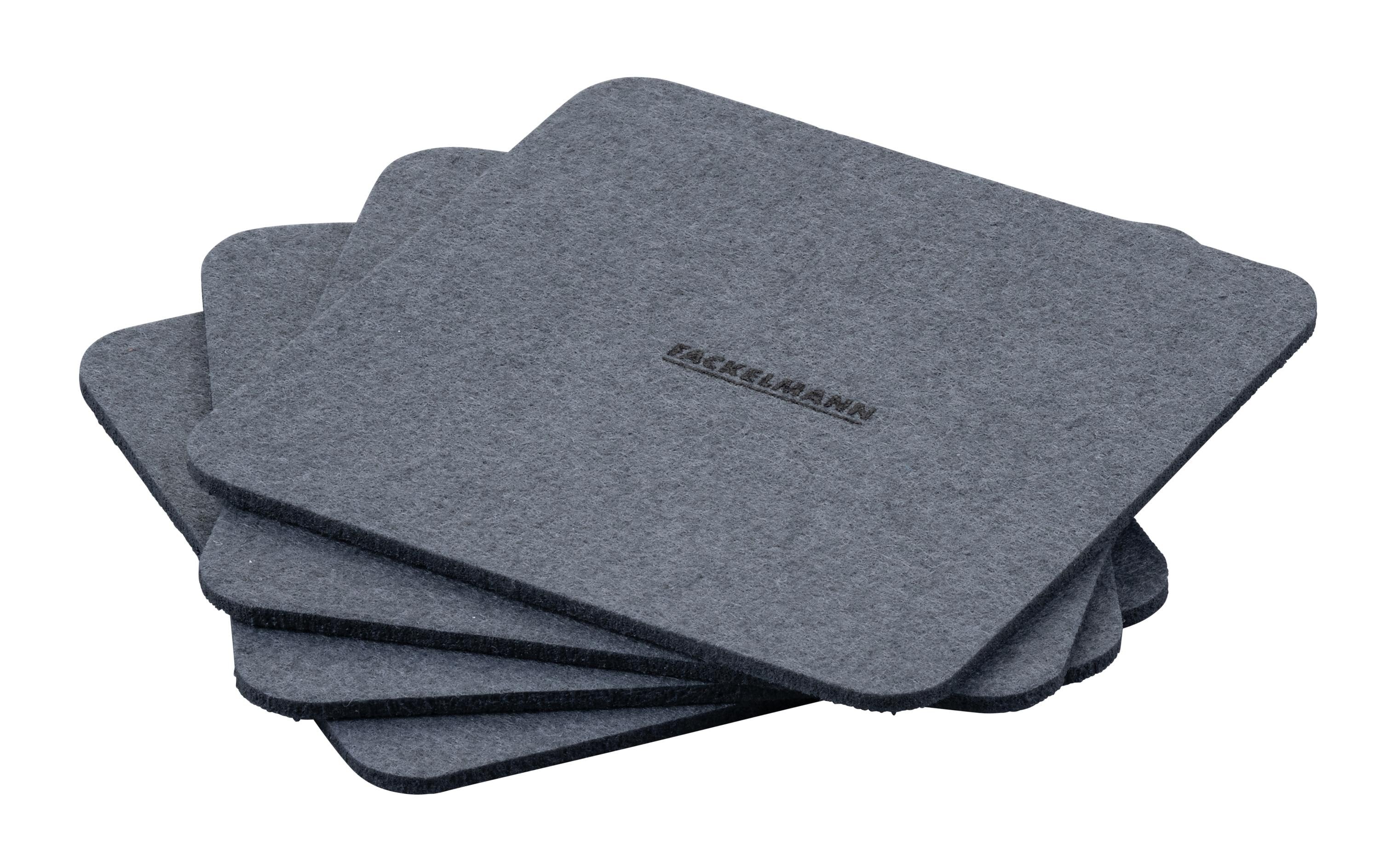 Fackelmann Glasuntersetzer – 4er Set, 10,7 × 10,7 × 0,3 cm, Filz, Grau