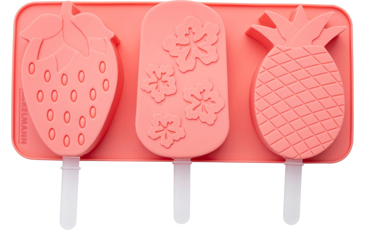 Fackelmann Eiswürfelform 13,5 × 21,5 × 2,7 cm, 3er-Set, Polypropylen (PP)/Silikon, Rosa/Transparent