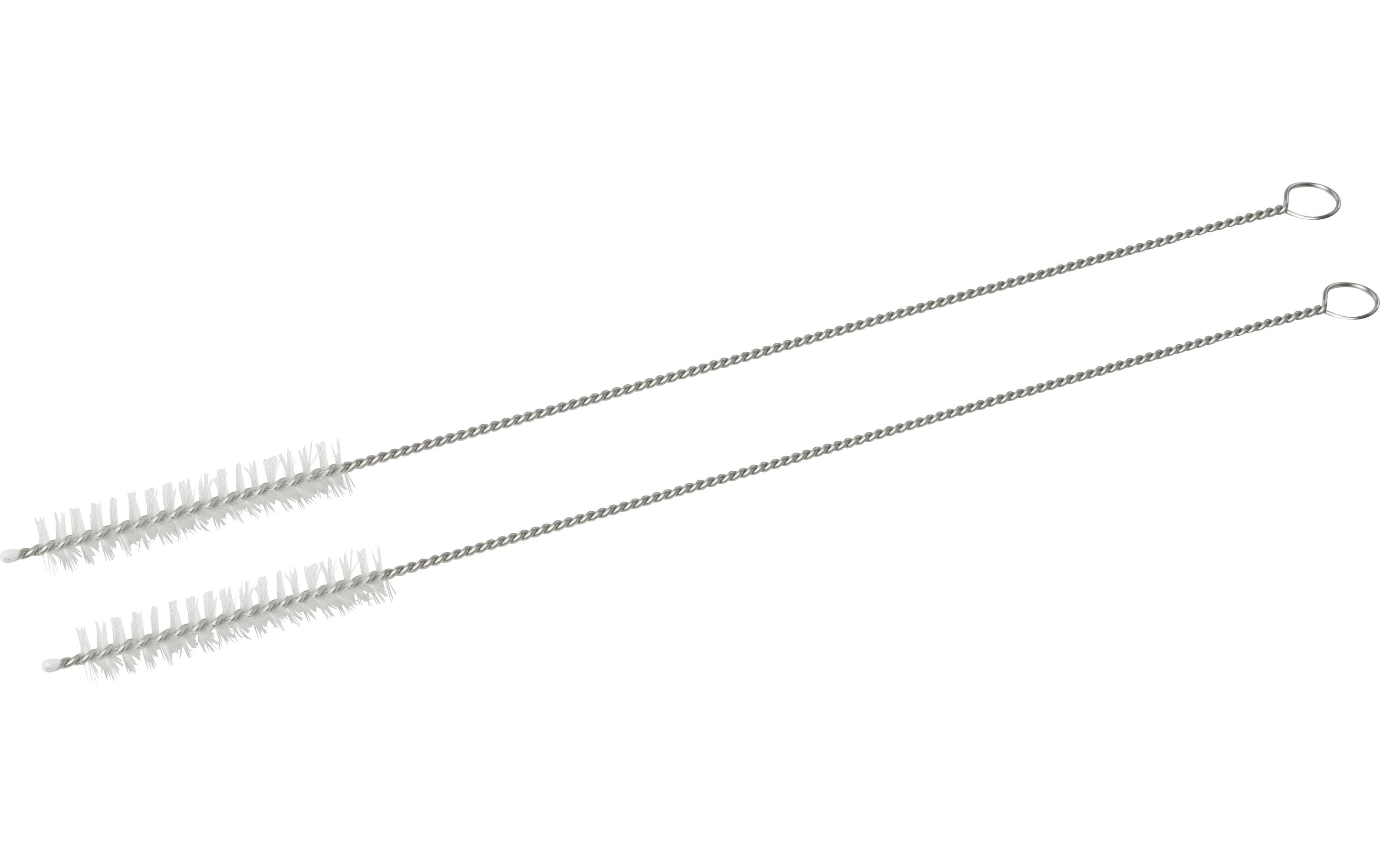 Fackelmann Reinigungsbürsten für Trinkhalme, 2 Stk., Ø 1 × 25 cm, Edelstahl, Silber/Weiss