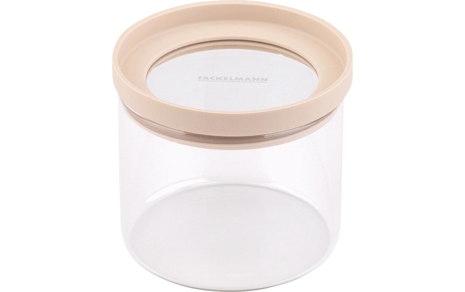 Fackelmann Vorratsdose 500 ml, 10 × 10 × 9 cm, Glas/Silikon, Transparent/Beige