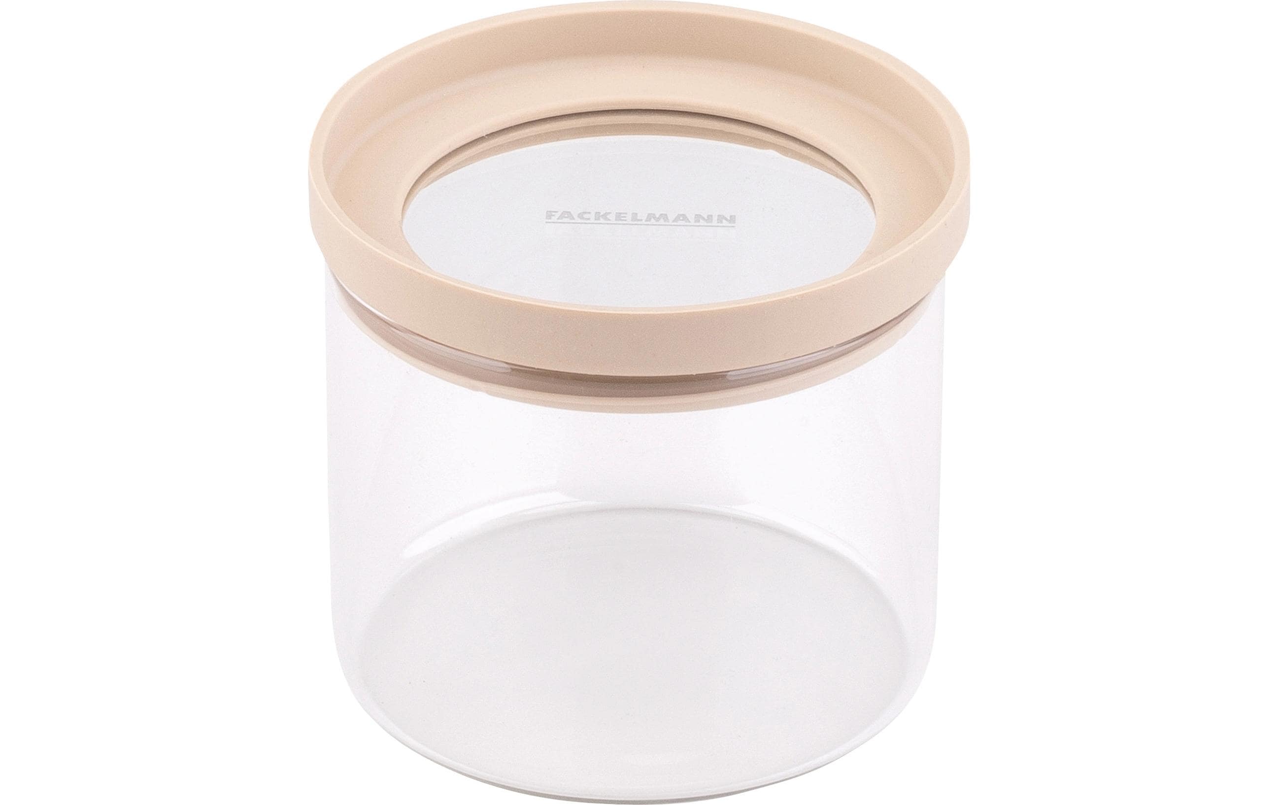Fackelmann Vorratsdose 500 ml, 10 × 10 × 9 cm, Glas/Silikon, Transparent/Beige