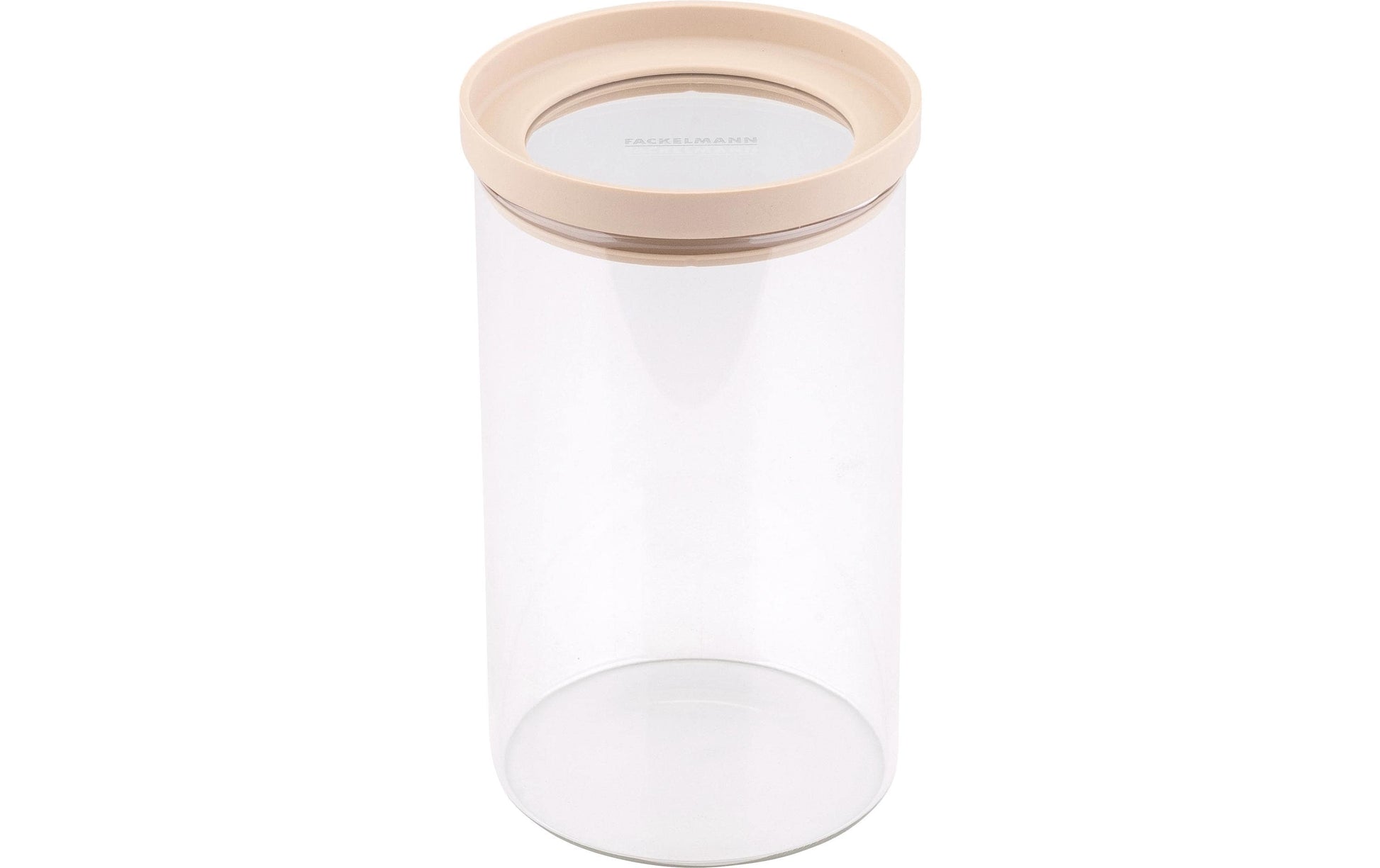 Fackelmann x Pamela Reif – Vorratsdose 1 l, 10 × 10 × 17 cm, Glas/Silikon, Transparent/Beige
