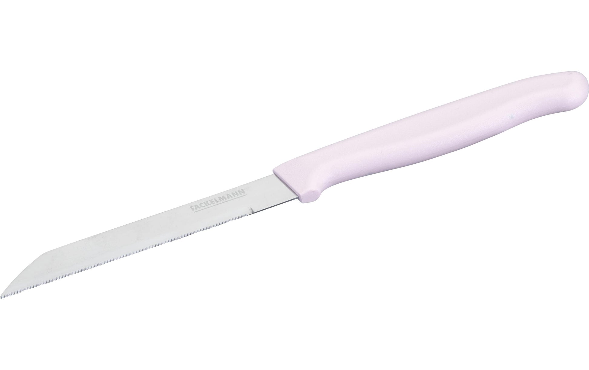 Fackelmann Gemüsemesser 12 cm, Edelstahl, Kunststoffgriff, Rosa, Wellenschliff