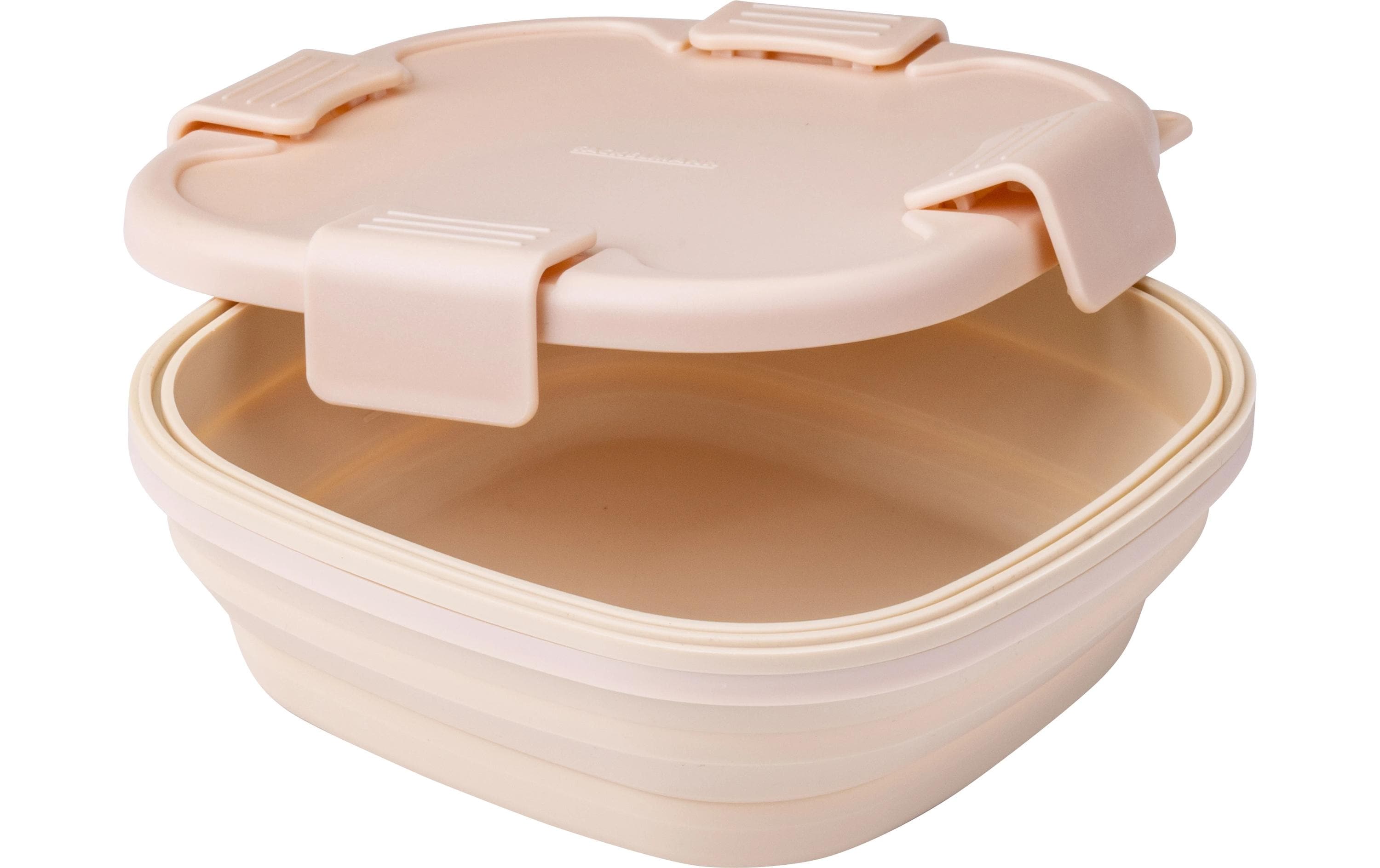 Fackelmann Lunchbox 700 ml, 17 × 17 × 7 cm, Kunststoff/Silikon, beige