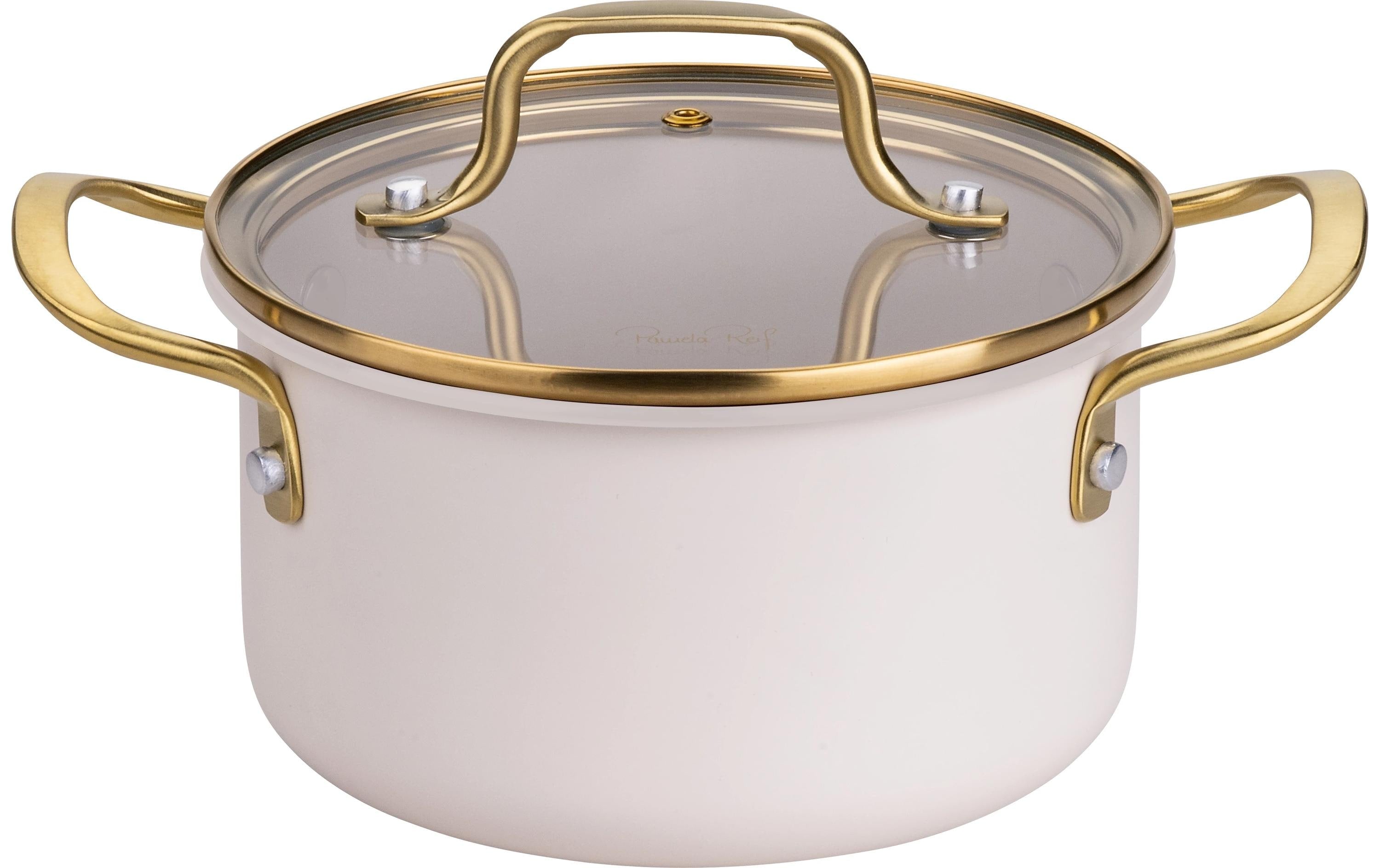 Fackelmann Kochtopf x Pamela Reif – 1,7 l, Ø 16 cm, Edelstahl/Aluminium, für Induktion, Gas, Glaskeramik und mehr