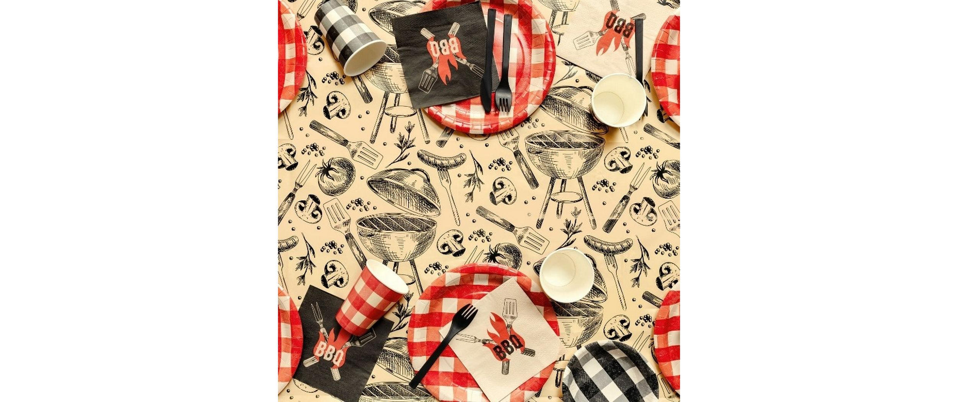 Partydeco Tischdecke – 120×180 cm, Papier, Creme, Barbecue