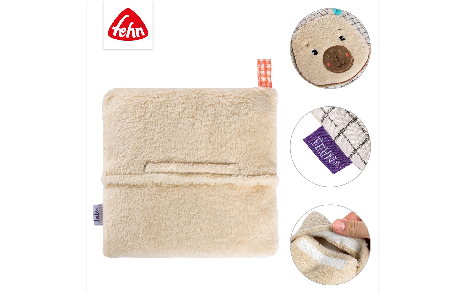 Fehn Kühlkissen – 155 × 160 mm, beige/braun