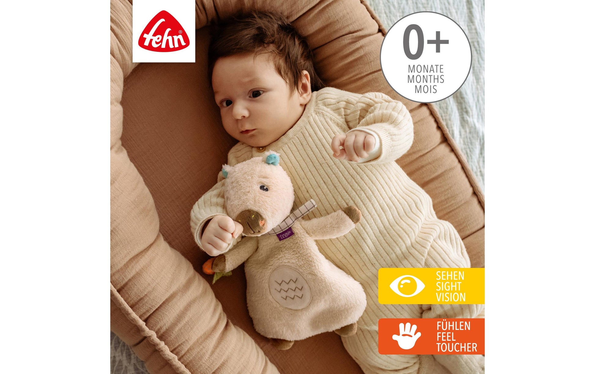 Fehn Wärmetier Capybara Kühlkissen – 22 × 25 cm, beige