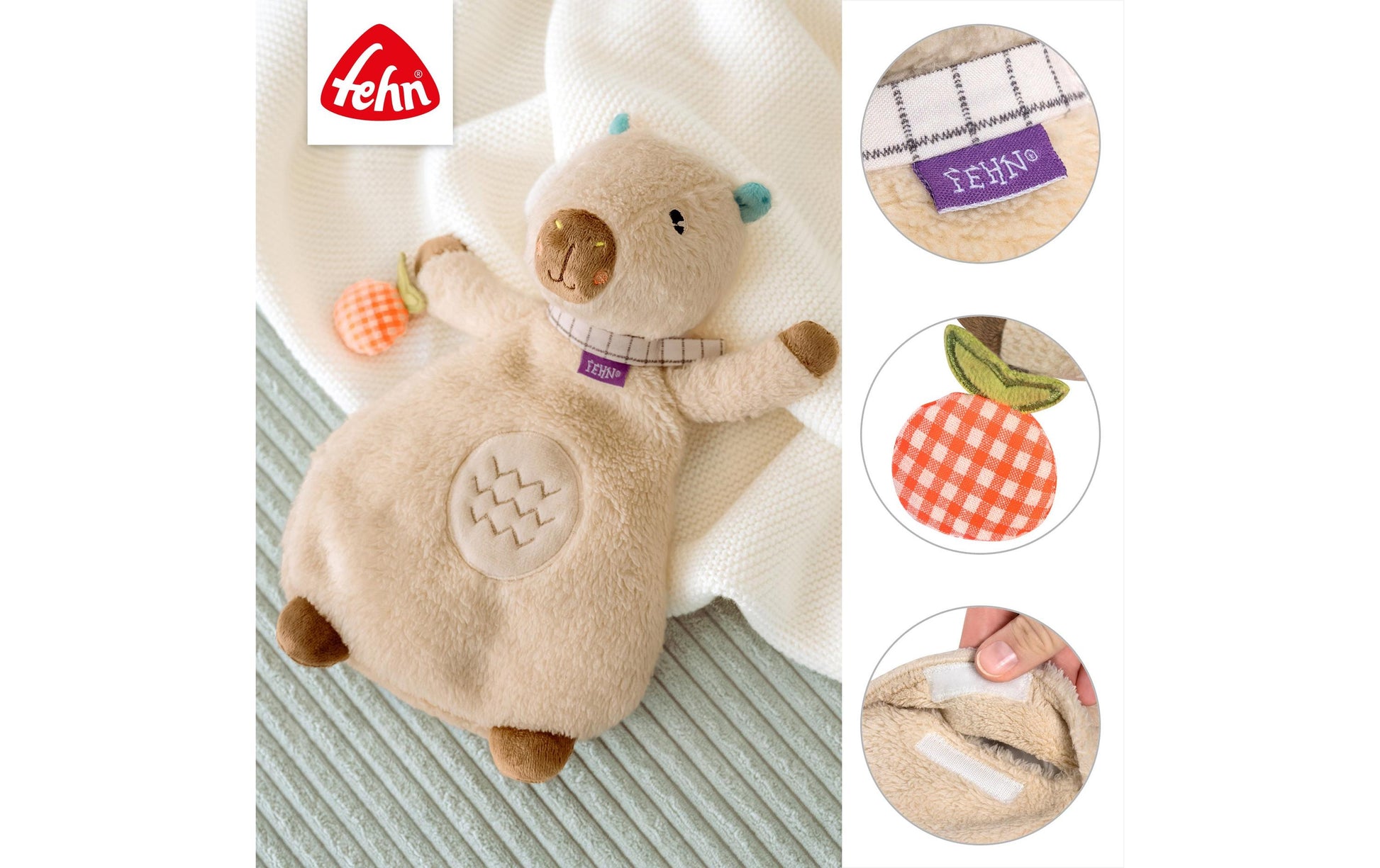 Fehn Wärmetier Capybara Kühlkissen – 22 × 25 cm, beige