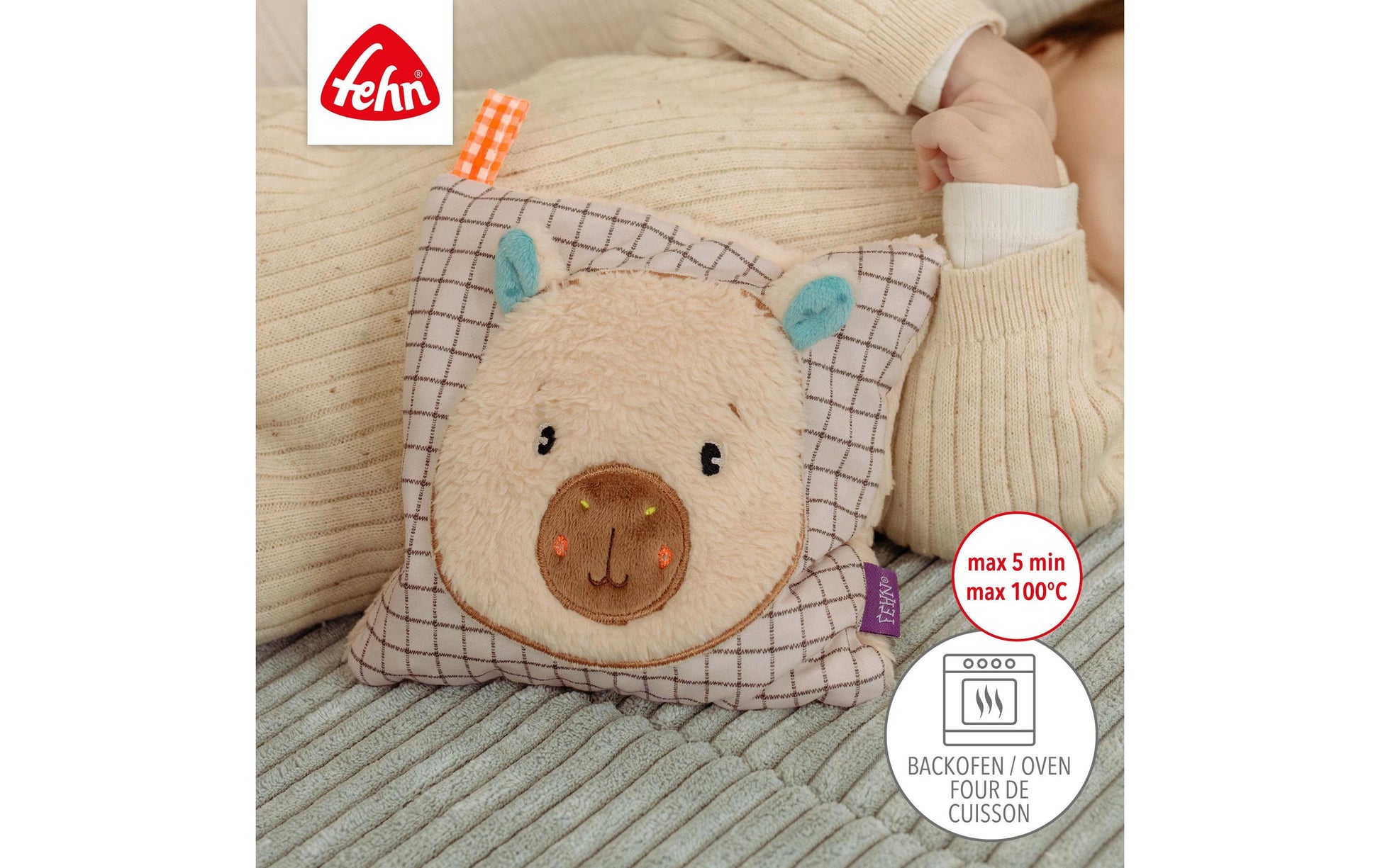 Fehn Kühlkissen – 155 × 160 mm, beige/braun