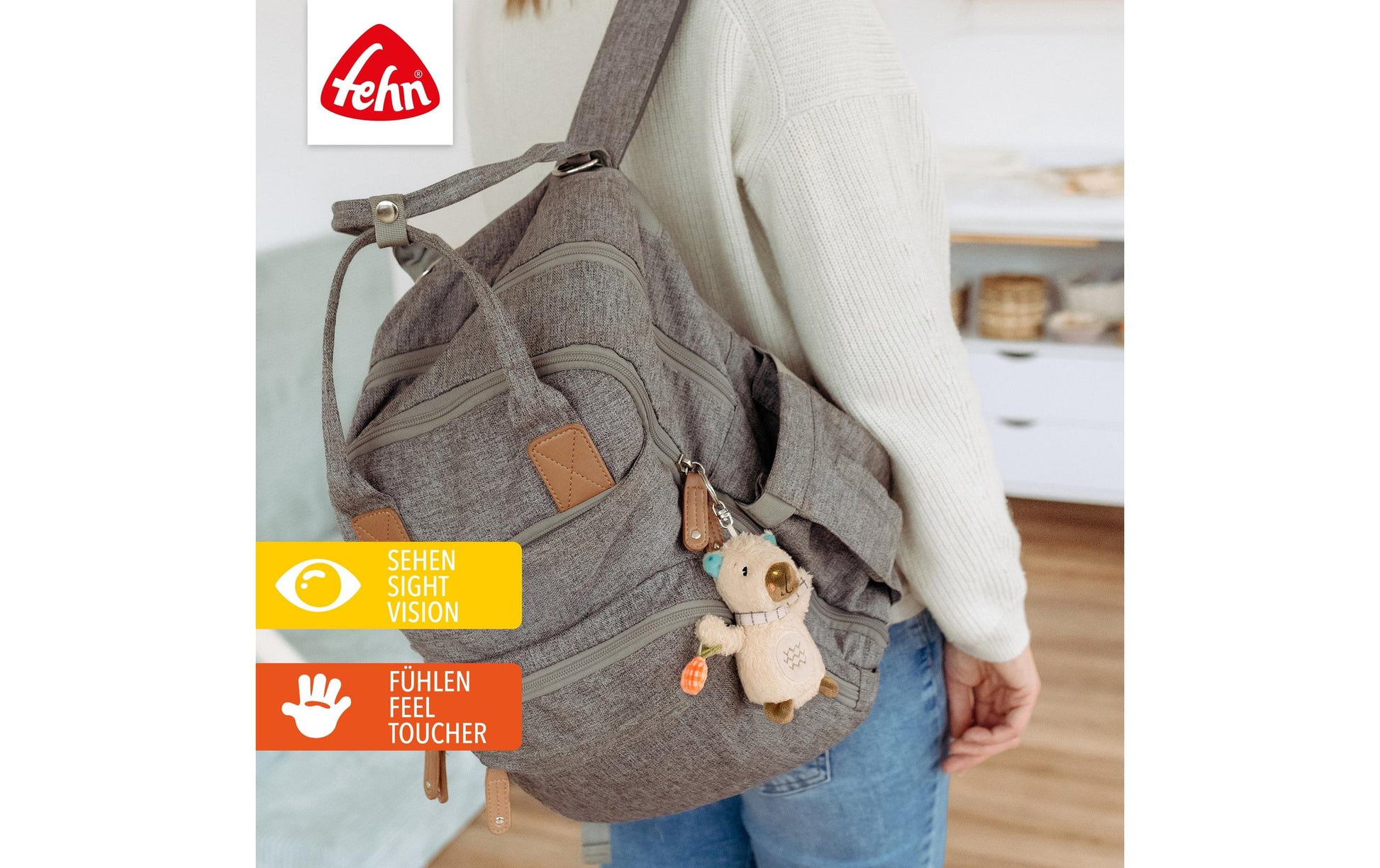 Fehn Plüsch-Schlüsselanhänger Capybara Clara – Plüsch/Polyester, Beige/Braun