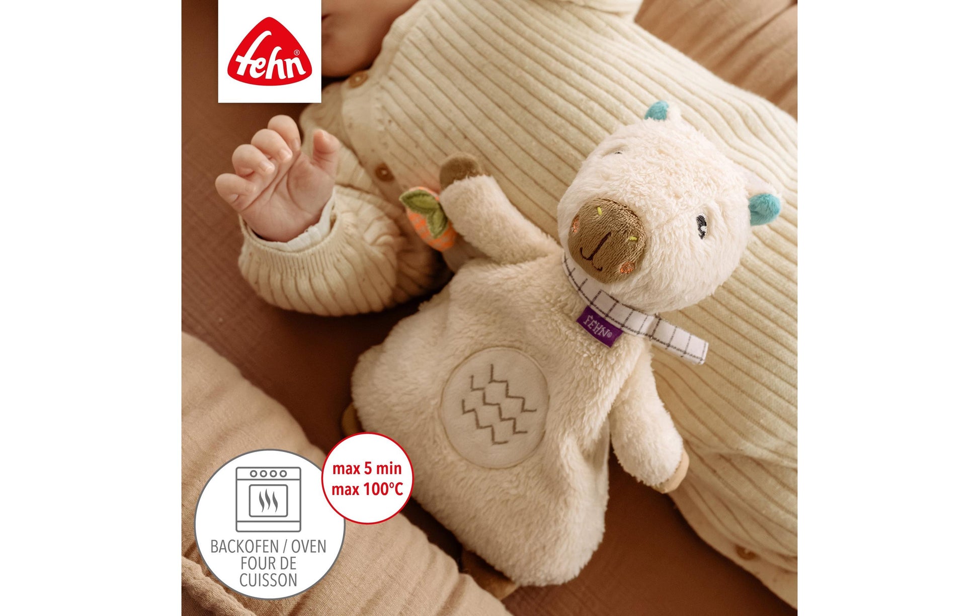 Fehn Wärmetier Capybara Kühlkissen – 22 × 25 cm, beige
