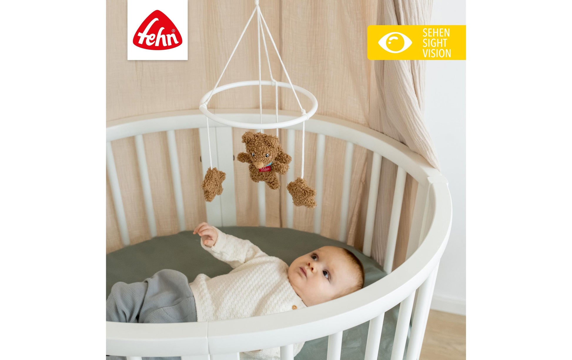 Fehn Mobile – 18 × 18 × 4 cm – Plüsch & Polyester, braun